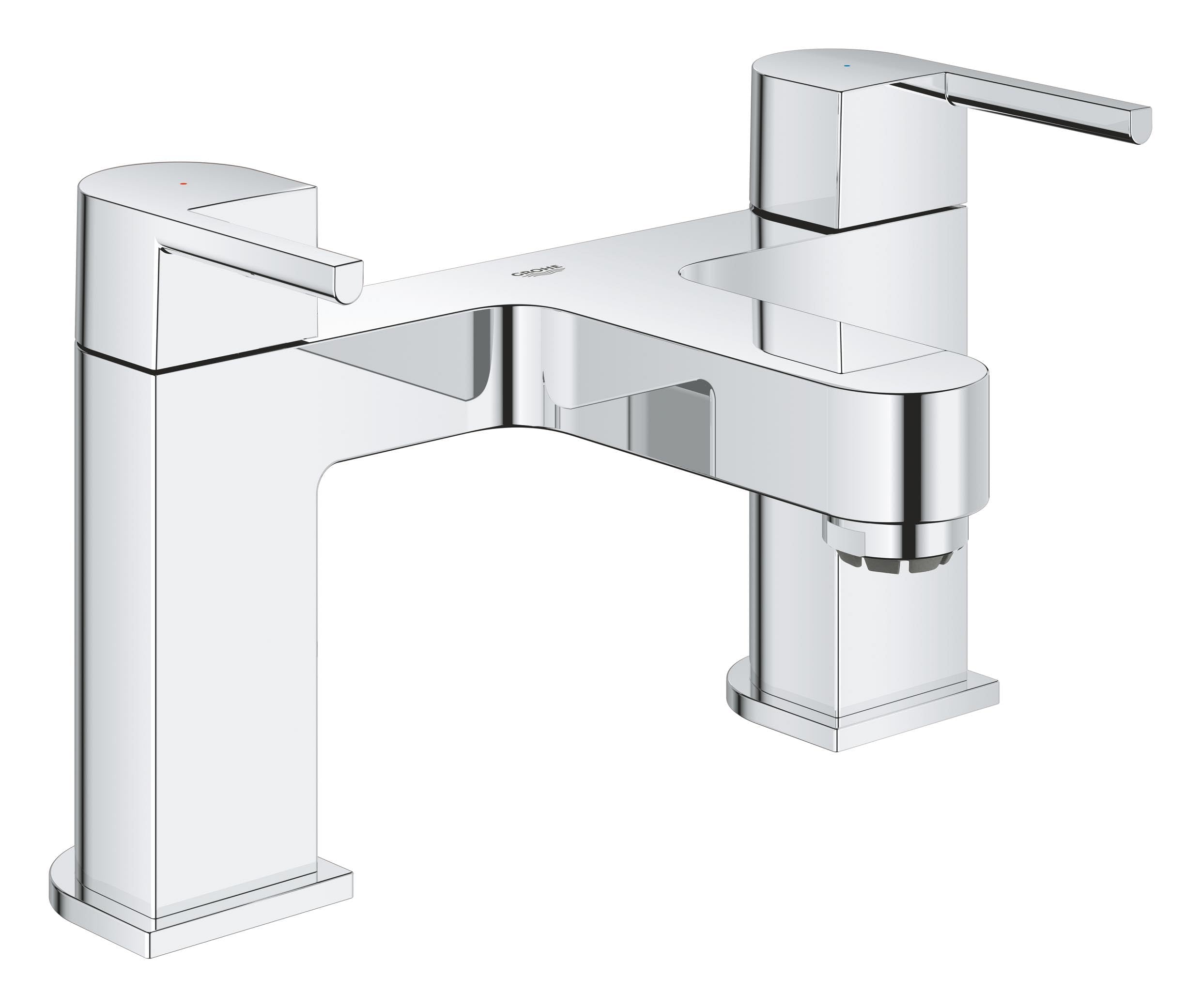 GROHE Plus 2-Handle Bath Mixer Tap (Deck Mounted Tub Filler, Headpart 3/4", Recommended Pressure 0.2-5.0 bar), Chrome, 25132003
