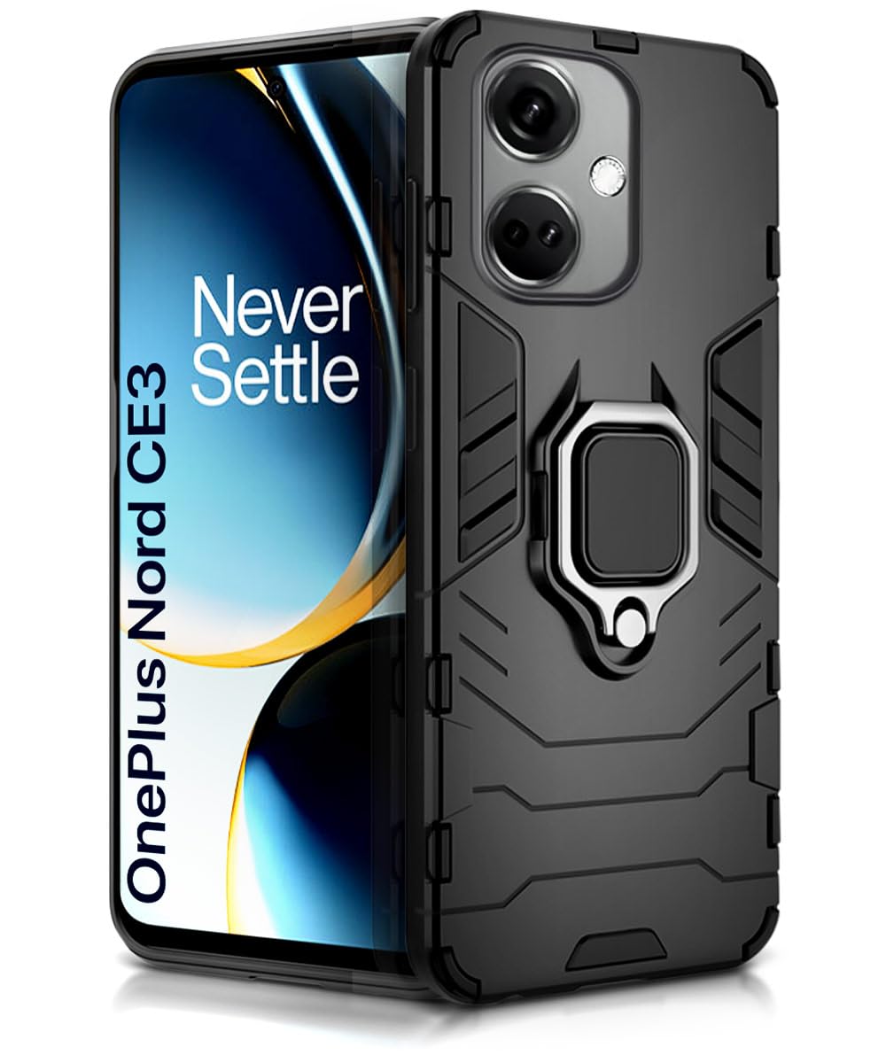 WOW IMAGINE Shock Proof Back Case Mobile Cover for OnePlus Nord CE 3 5G | Bumper Back Cover Case (Tough Armor | Hybrid PC + TPU | Full Protection with Ring Holder & in-Built Kickstand | Black) (B0CJ76D1F8) Amazon Price History, Amazon Price Tracker