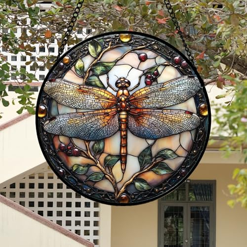 Dragonfly Stained Glass Window Hanging Suncatcher - Image 3