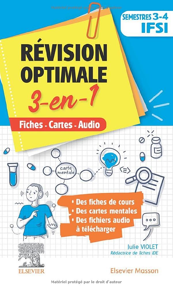 Révision optimale 3 en 1 _ Semestres 3 et 4 IFSI: Fiches-​Cartes-​Audio
