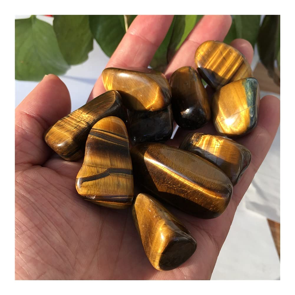 Lleno de Textura Regalo Piedra de Ojo de Tigre Amarillo Natural Grava Piedra de Cristal Grava Acuario jardín Piedra decoración para (Size : 500g)