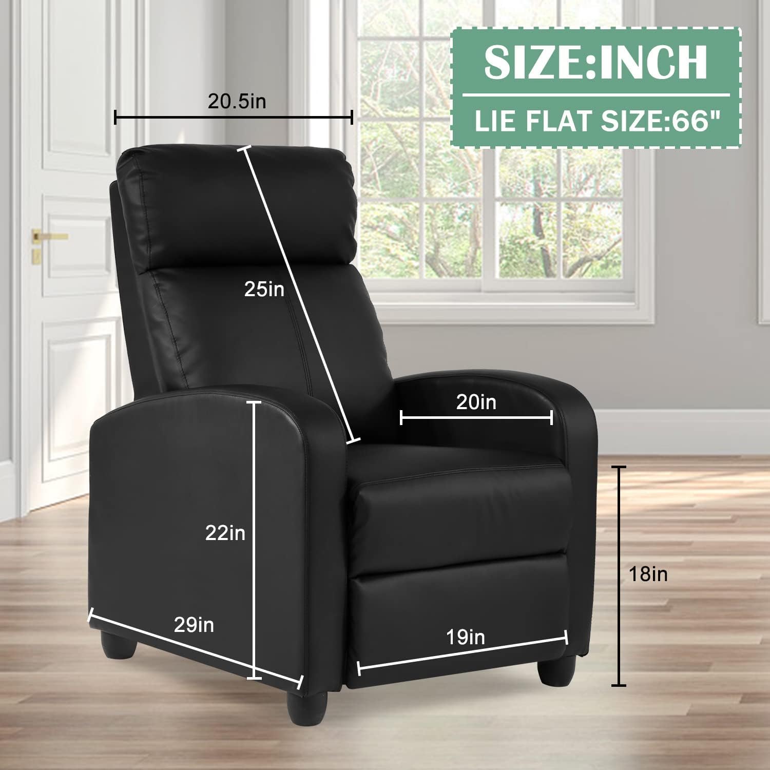 Living Room Reclining Chairs mesedoras para adultos, Home Theater Massage Recliner Sofa with PU Leather Padded Seat Backrest, Massaging Recliner Ergonomic Lounge for Home Living Room (Black)