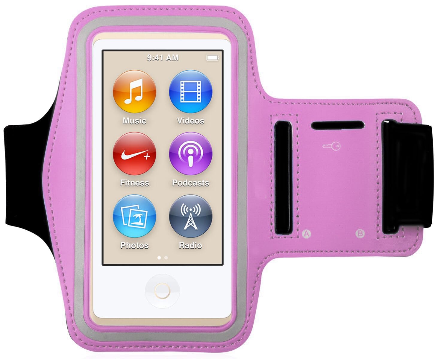 Premium Water Resistant Gym Sports Workout Wrist Band Strap Armband Case for Apple iPod Nano 7th 8th Generation (Light Pink)
