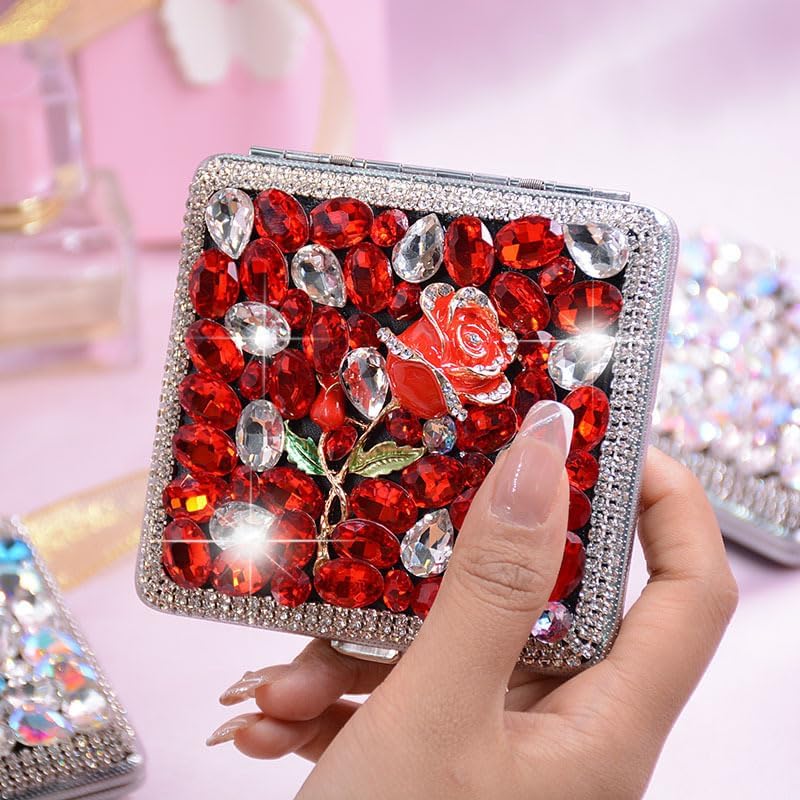 Bling Cigarette Case Box, Double Sided Clip Open Pocket Portable for Women, for Regular Size 70s, King Size 84s, Purple