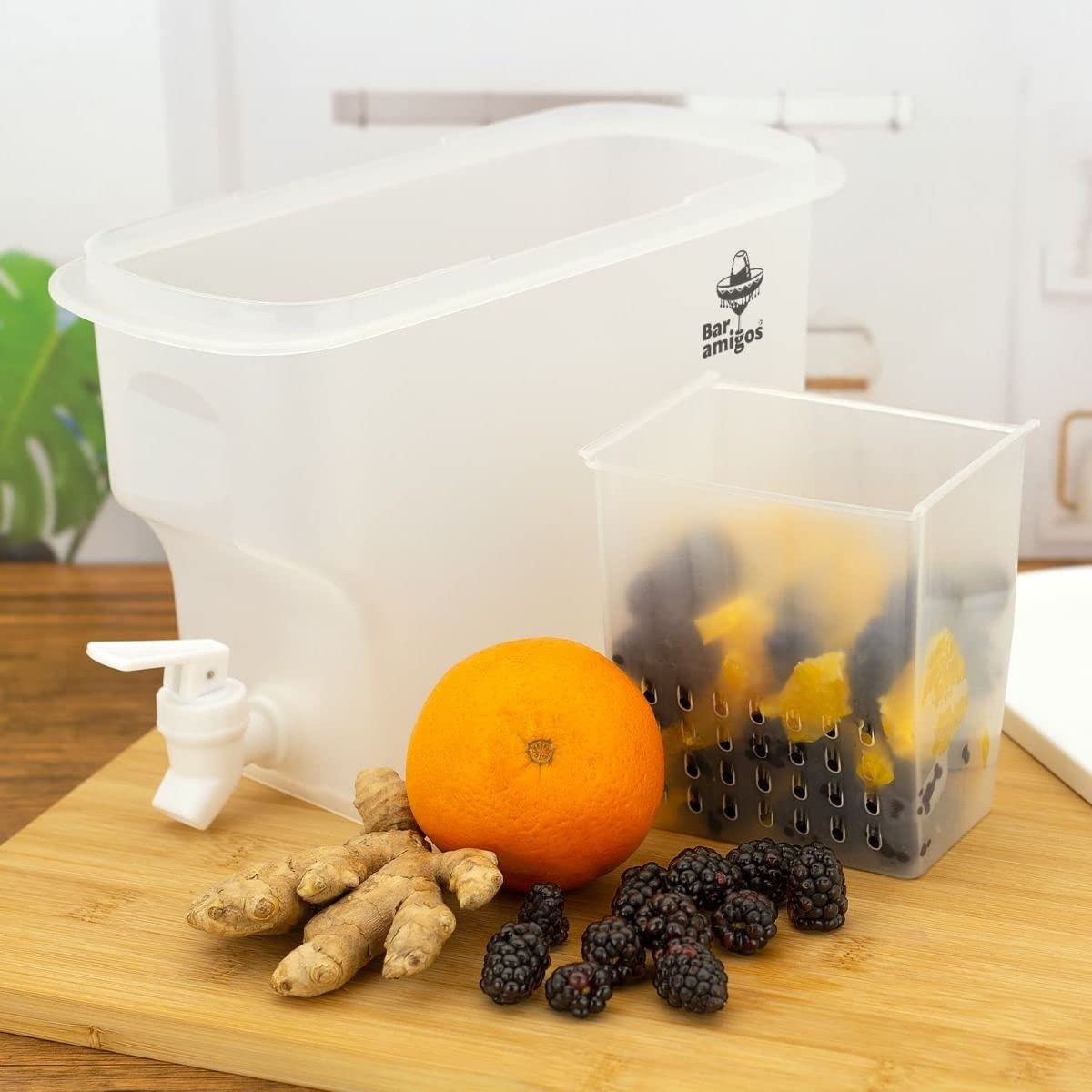 Bar Amigos Contenitore per infusione di frutta 3,5 l PETG rubinetto bevande serbatoio