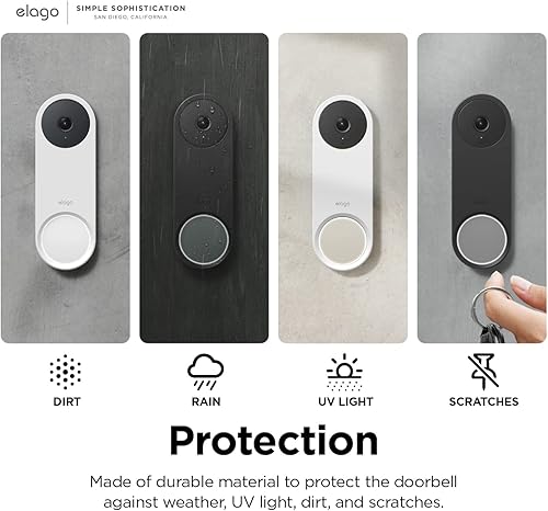 Miniatura 3 de elago Funda de silicona compatible con Google Nest Hello Video Doorbell (cableado, 2 generación), resistente a la intemperie y a los rayos UV,