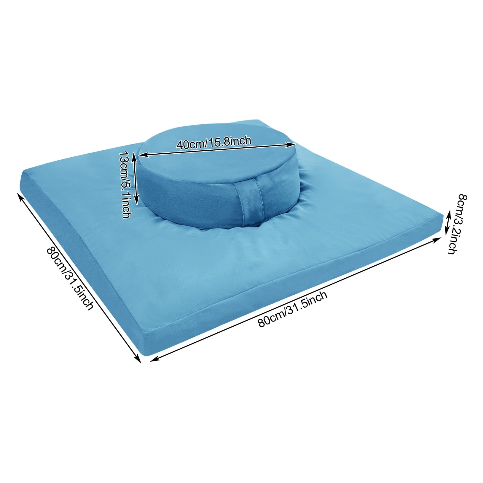 WooDerson Set di cuscini da meditazione, set di cuscini da meditazione, quadrati, con cuscino rotondo, moderni, per camera da letto, soggiorno, sala yoga
