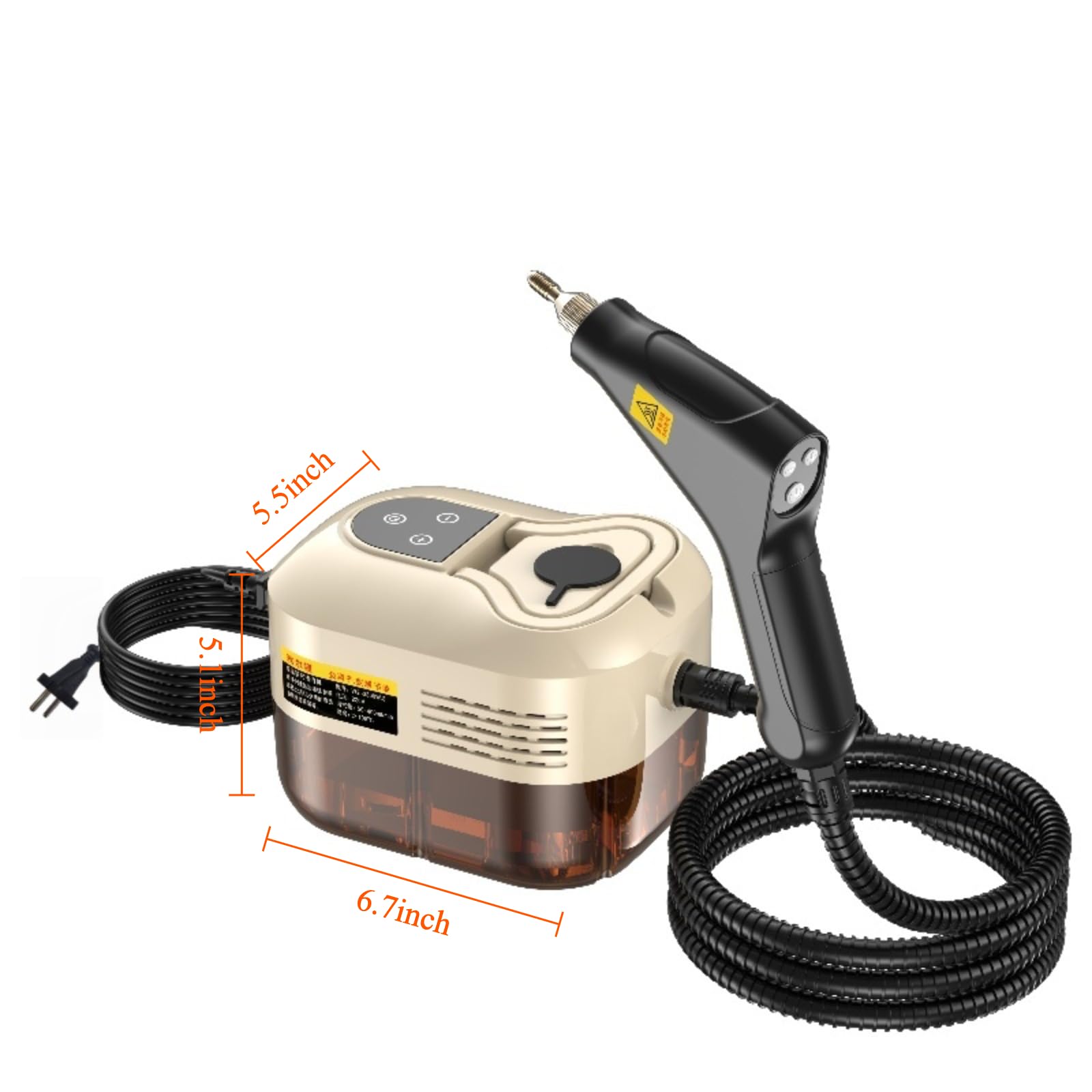 2500W Hand-Dampfreiniger mit 15s Schnellaufheizung & 6 Stufen, tragbarer Hochdruck-Dampfreiniger für Böden & Küche, Multi-Oberflächen-Dampfgerät (cream)