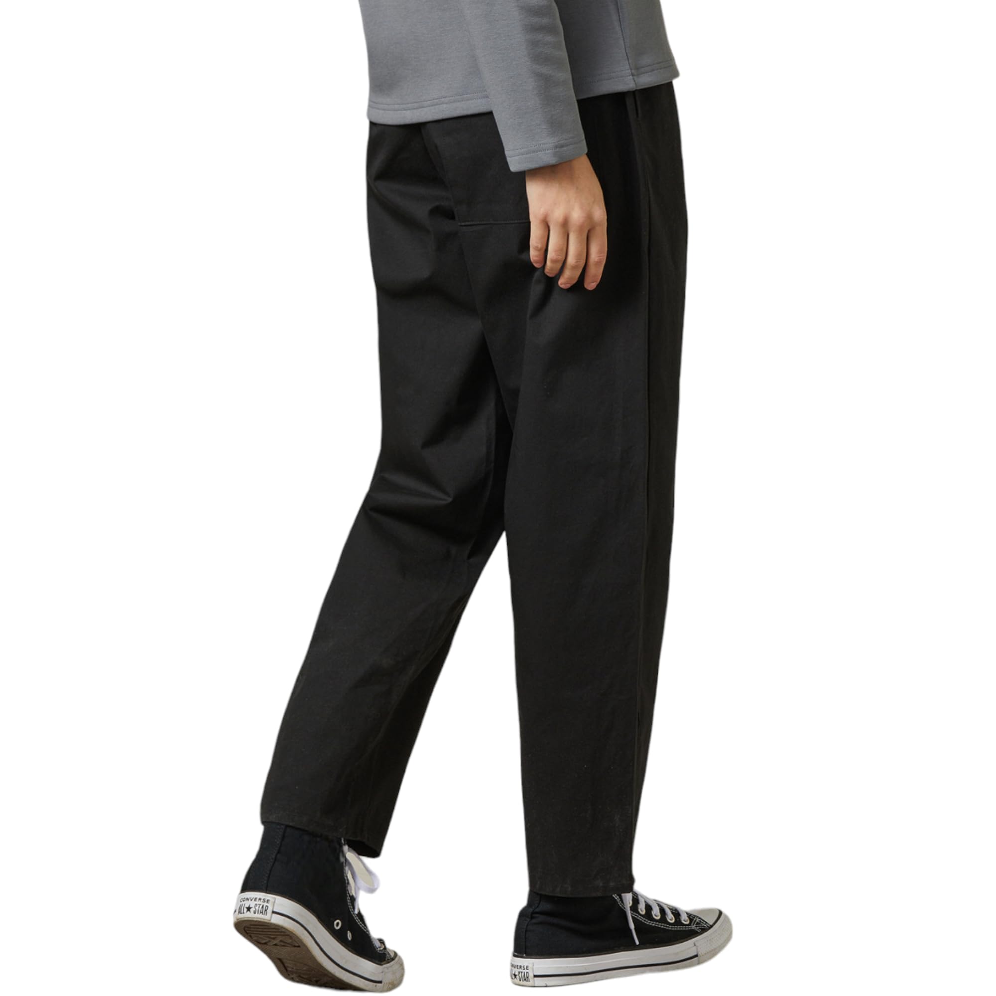 EDUARDO Womens Banding Elastic Waist Drawstring Cotton Pants with Pockets