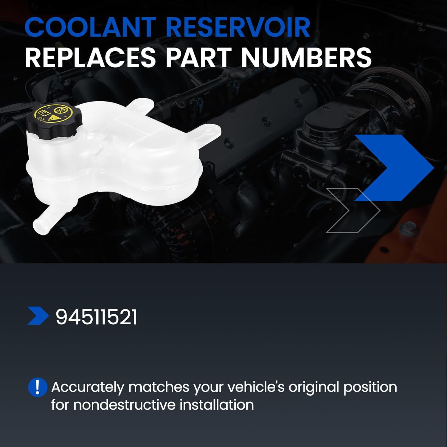 Engine Coolant Reservoir Tank 94511521 Compatible with Chevrolet Spark 2016-2022 1.4L L4 Chevy Spark ACTIV LS LT 2016 2017 2018 2019 2020 2021 2022 1.4L Coolant Overflow Recovery Expansion Tank