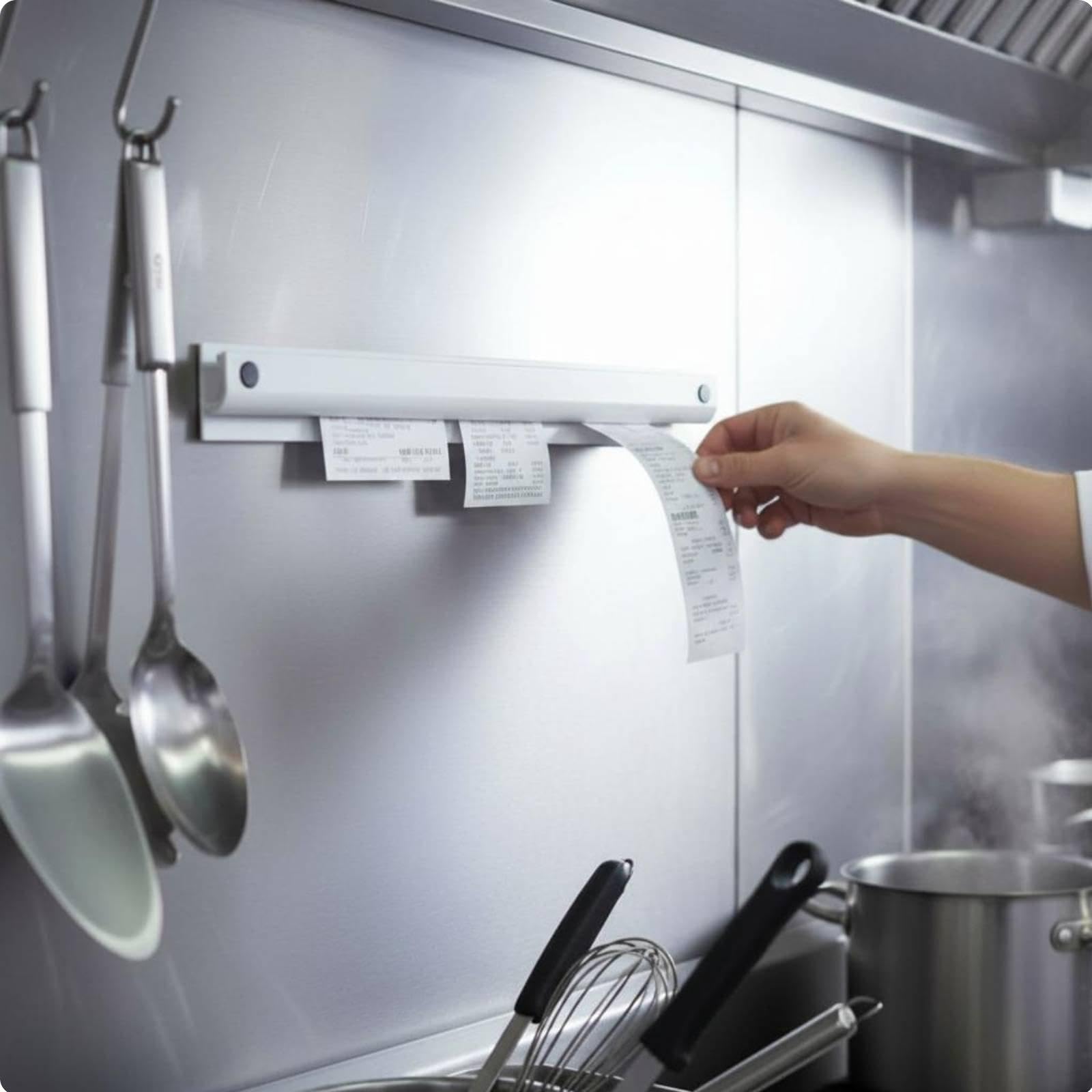 F Fityle Porta Ordini Cucina con Rullo per Rimozione Scontrini Binario Modulare in Alluminio Retro Adesivo Nano Resistente per Utilizzo in Bar E Ristora