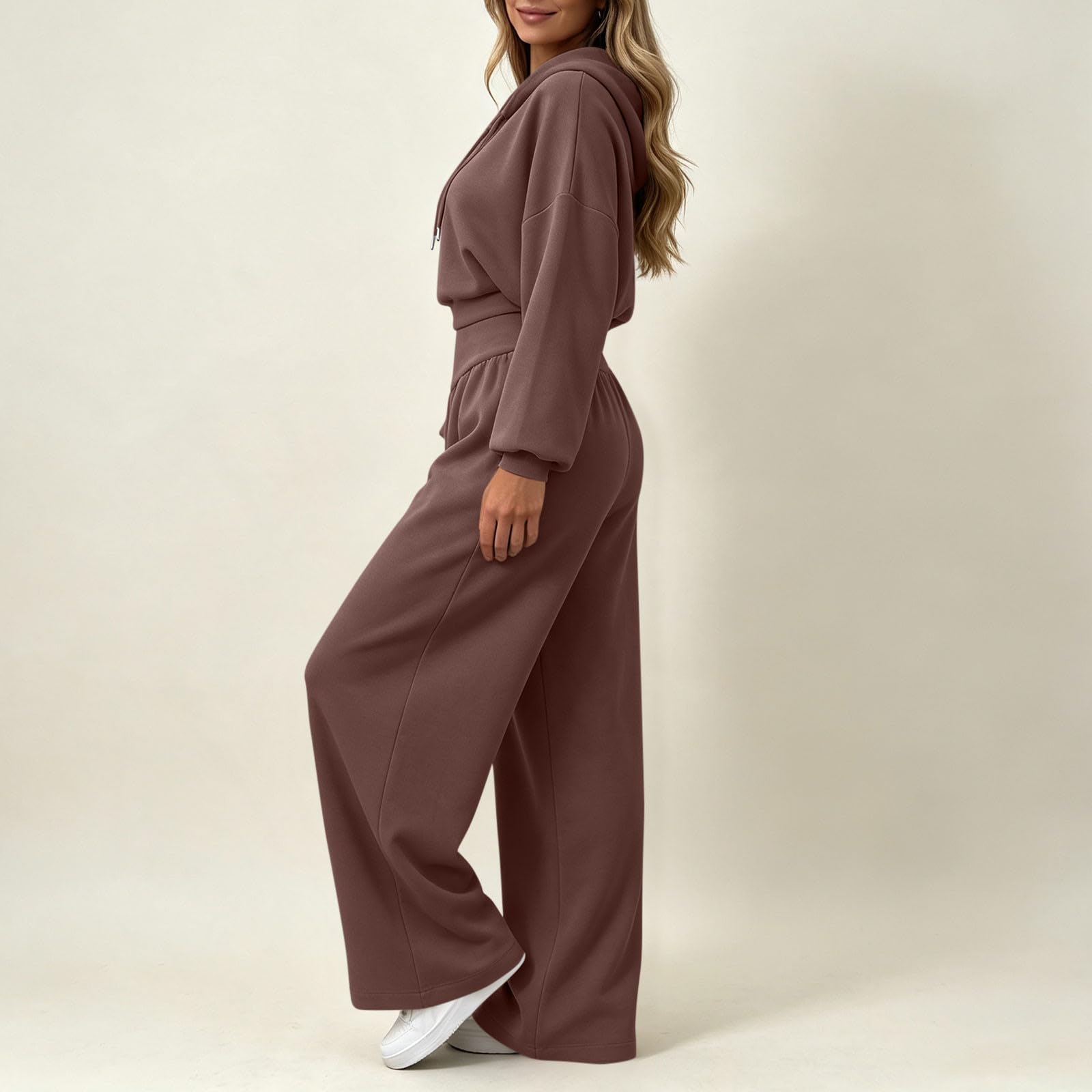 Tuta da donna Set completo Autunno Inverno Oversize Co Ord Set Felpa con Cappuccio Corta Elastico in Vita Pantaloni della Tuta Allenamento Palestra Felpa con cappuccio e Pantaloni da jogging Casual