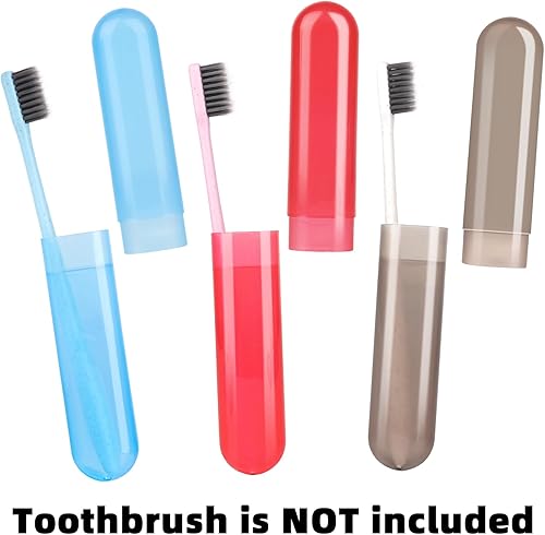 Miniatura 8 de Paquete de 6 fundas para cepillos de dientes de viaje, soporte portátil transpirable para cepillos de dientes, contenedor de plástico para viajes,