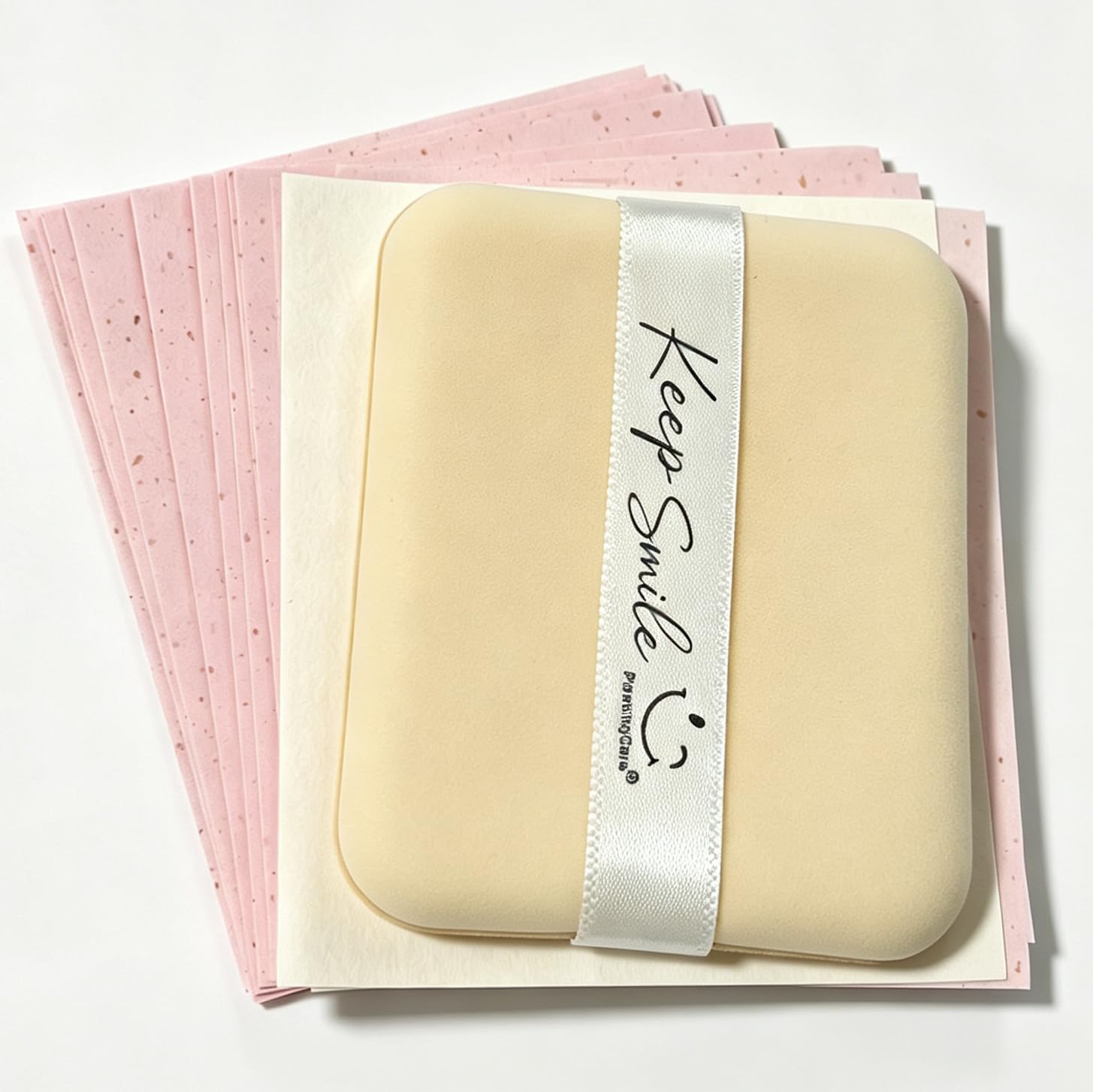 Face Oil Blotting Sheets with Soft Puff, Refill Pack (Rose)