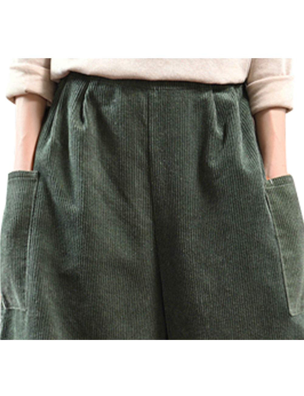 Youlee Donna Inverno Vita Elastica Corduroy Pantaloni Pantaloni a Gamba Larga