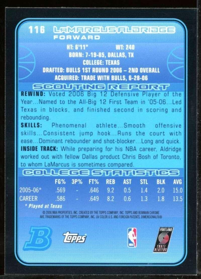 LaMarcus Aldridge Rookie Card 2006-07 Bowman Chrome #116 - Basketball Slabbed Rookie Cards