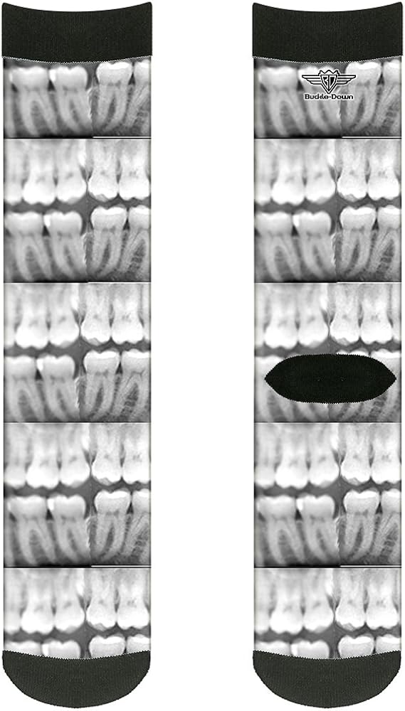 Buckle-Down Calcetines unisex con hebilla para adultos, talla única de EE. UU, BlackWhite Crew