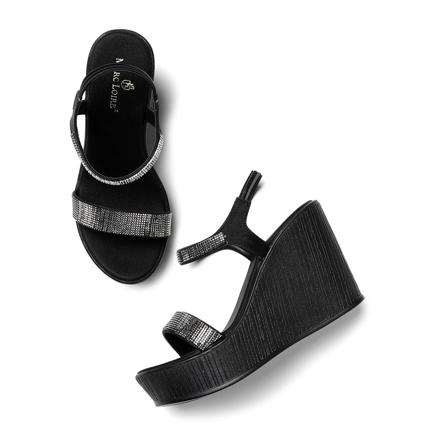 Marc Loire Womens Smart Casual Slip-On Platform Heel Sandal for All Occasion (Black, 3) (B0D4VWK5XZ) Amazon Price History, Amazon Price Tracker