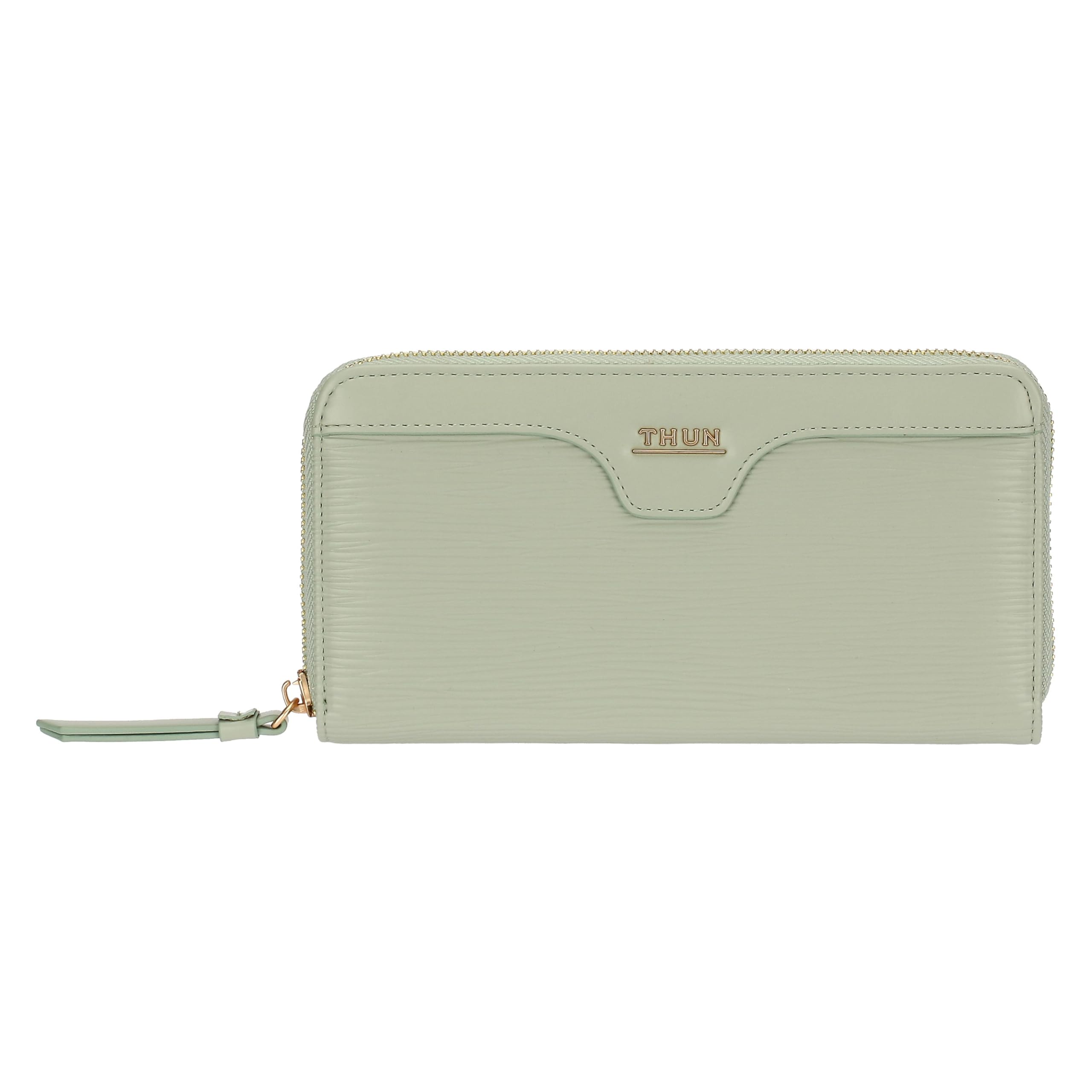 Thun - Wallet with Zip Closure, Green - Faux Leather - Always with me Collection - 20 x 3 x 10.5 cm