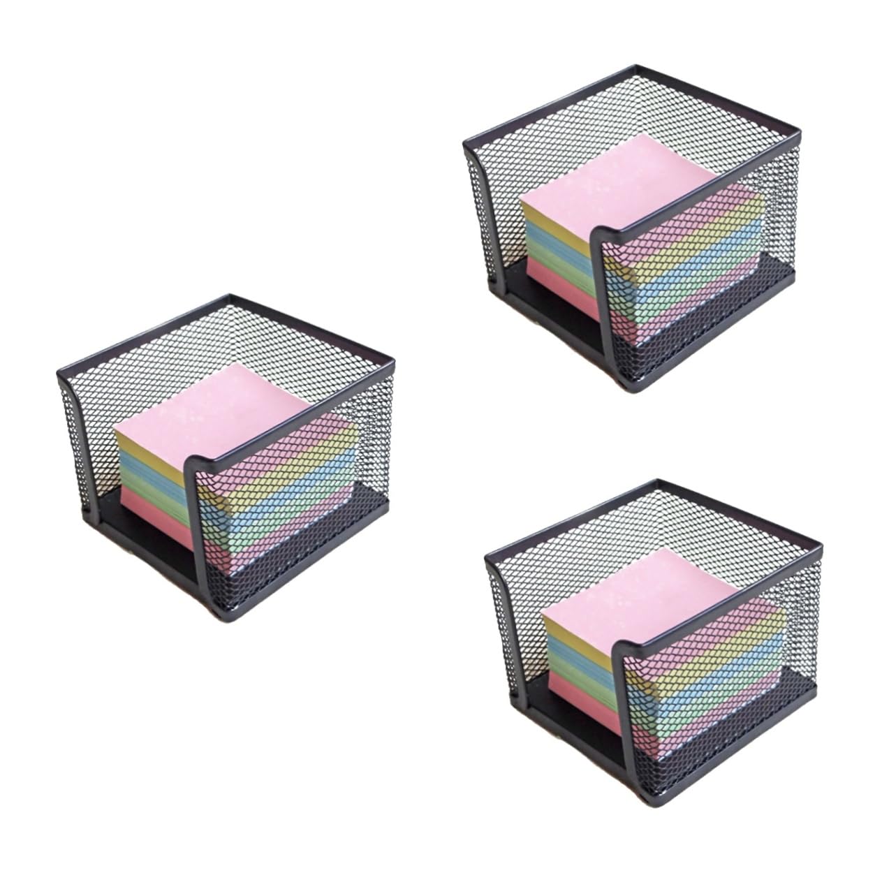 Distributeur de notes autocollantes de bureau noir lot de 3 pièces