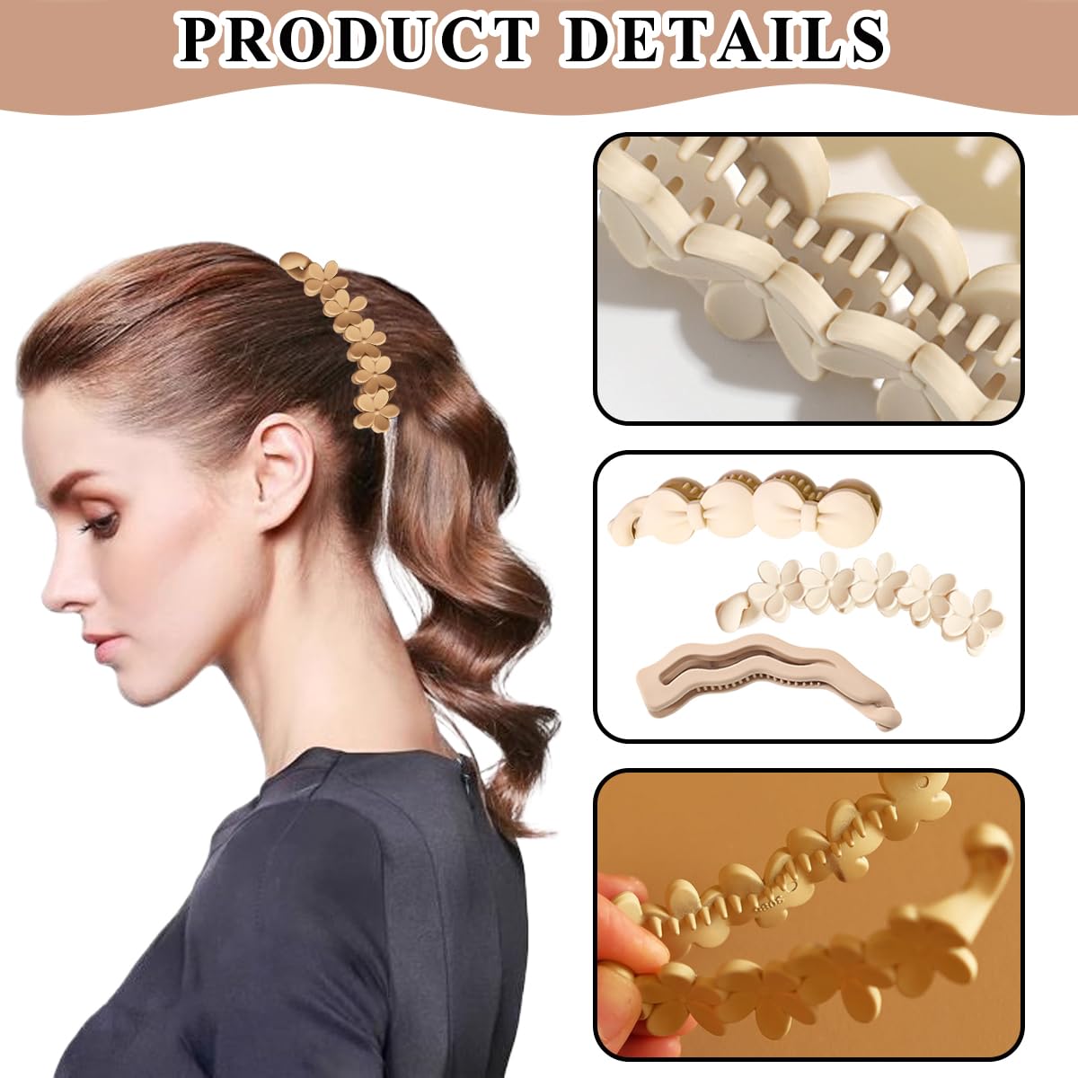Amazon.com : 8 Pcs Bow Banana Clips Flower Banana Hair Clip Wavy