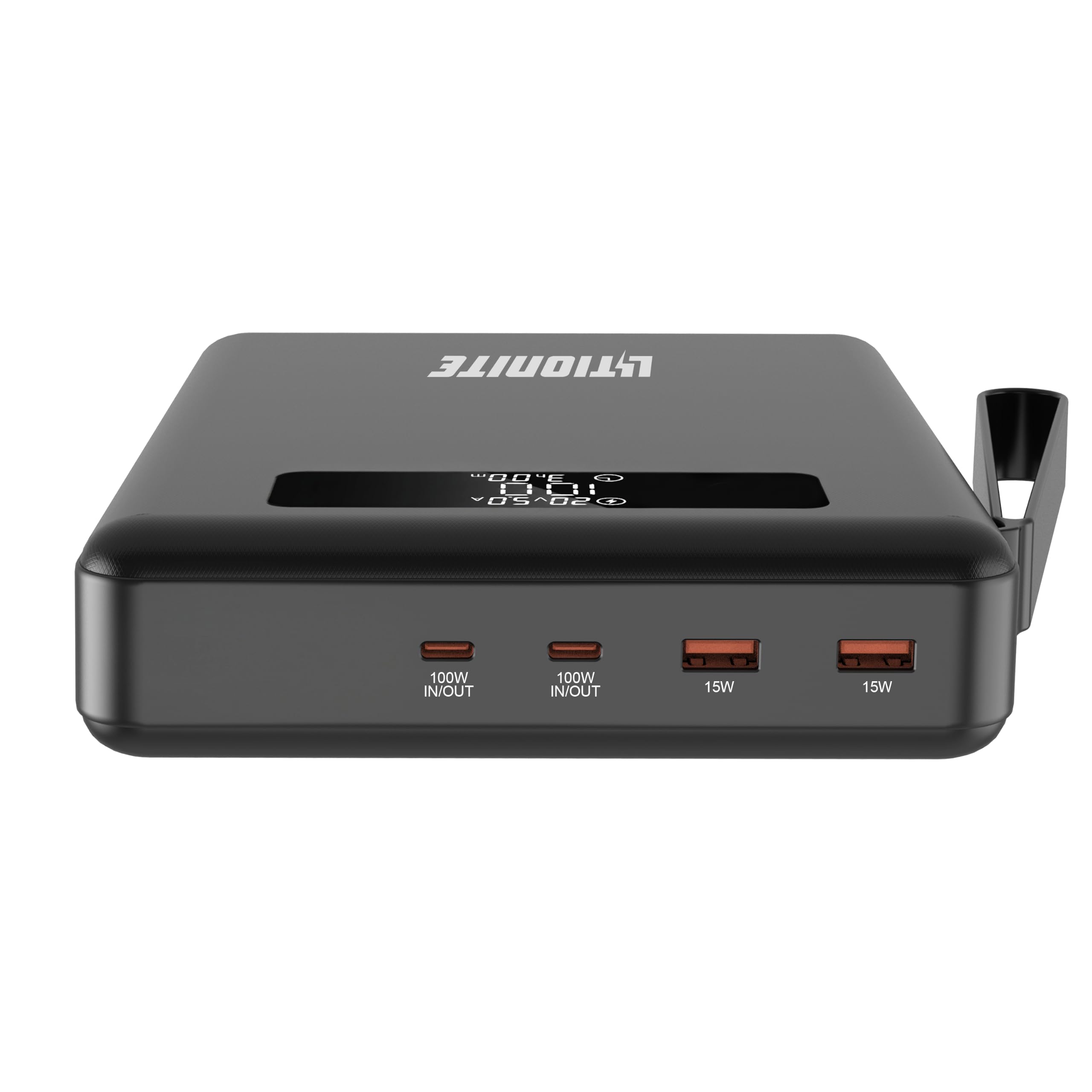 LITIONITE Falcon Batterie Externe 62000mAh avec Écran LCD, 200W pour PC Portable et MacBook, 2 Ports USB-C 100W PD 3.0, Batterie LiFePO4 3000 Cycles, Design Plat
