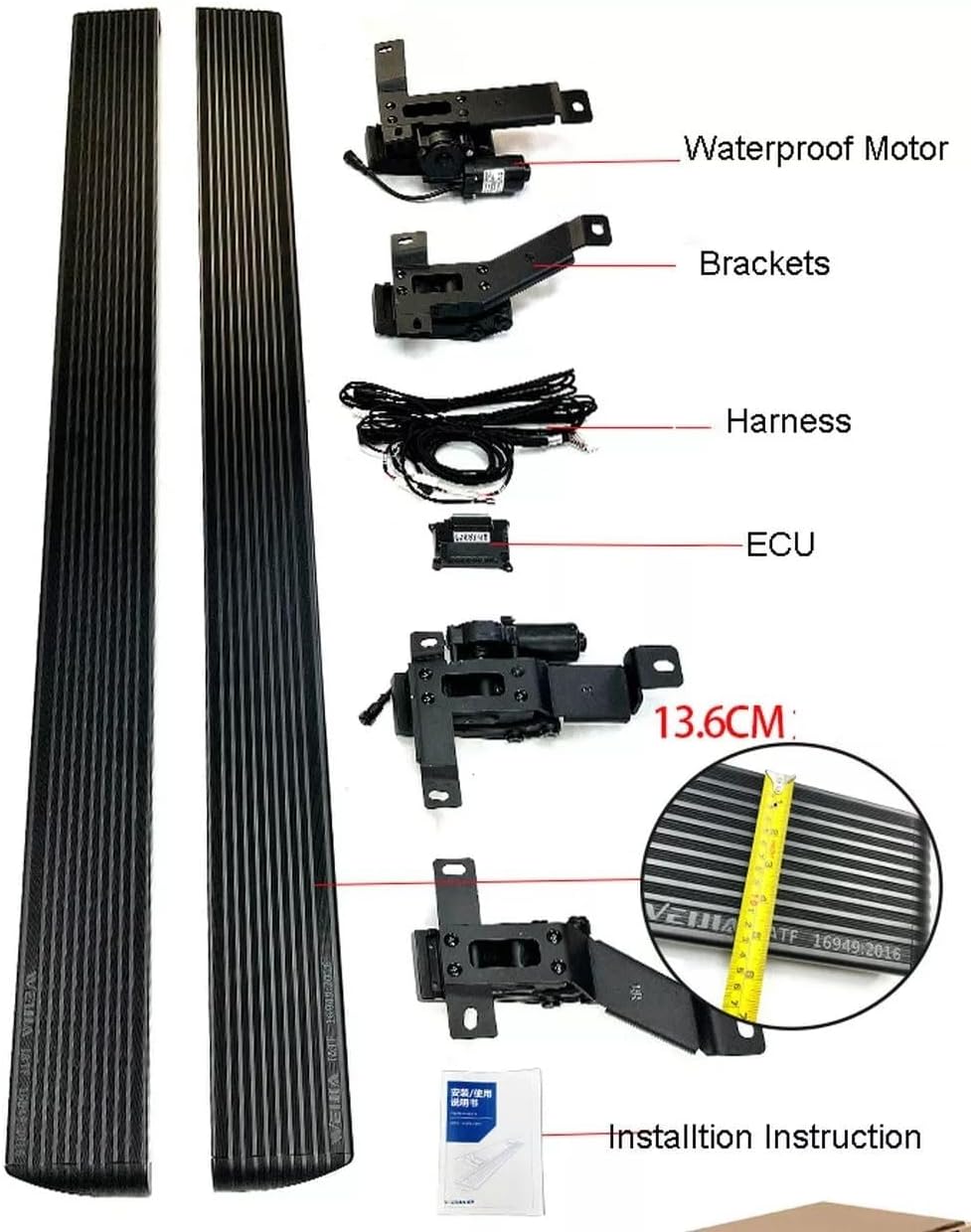 Deployable Electric Running Board Side Step Fits for Hummer H2 2003-2010 Aluminum Black Intelligent Anti-Pinch