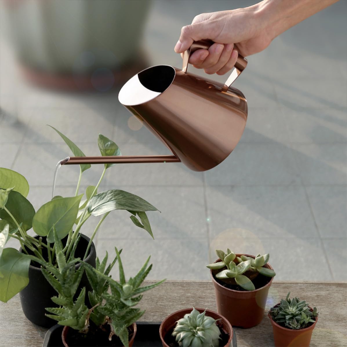 Annaffiatoio Resistente All'ossidazione in Acciaio Inossidabile da 1500ml Beccuccio per Irrigazione Precisa di Piante e Fiori da Giardino All'aperto