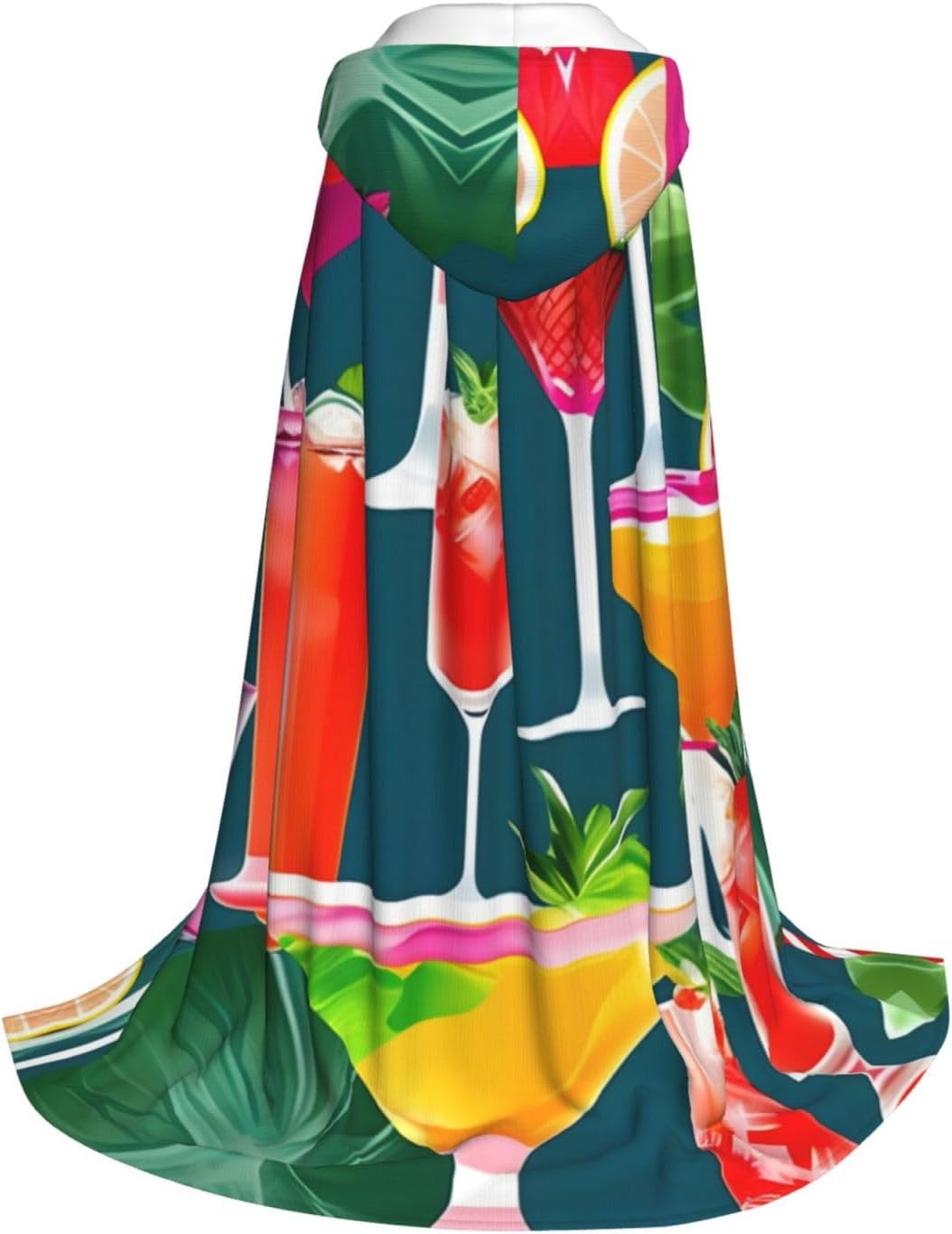 Tropical Cocktail print Wizard Hooded Robe Medieval Cape Renaissance Cloak for Men Women Halloween Costume