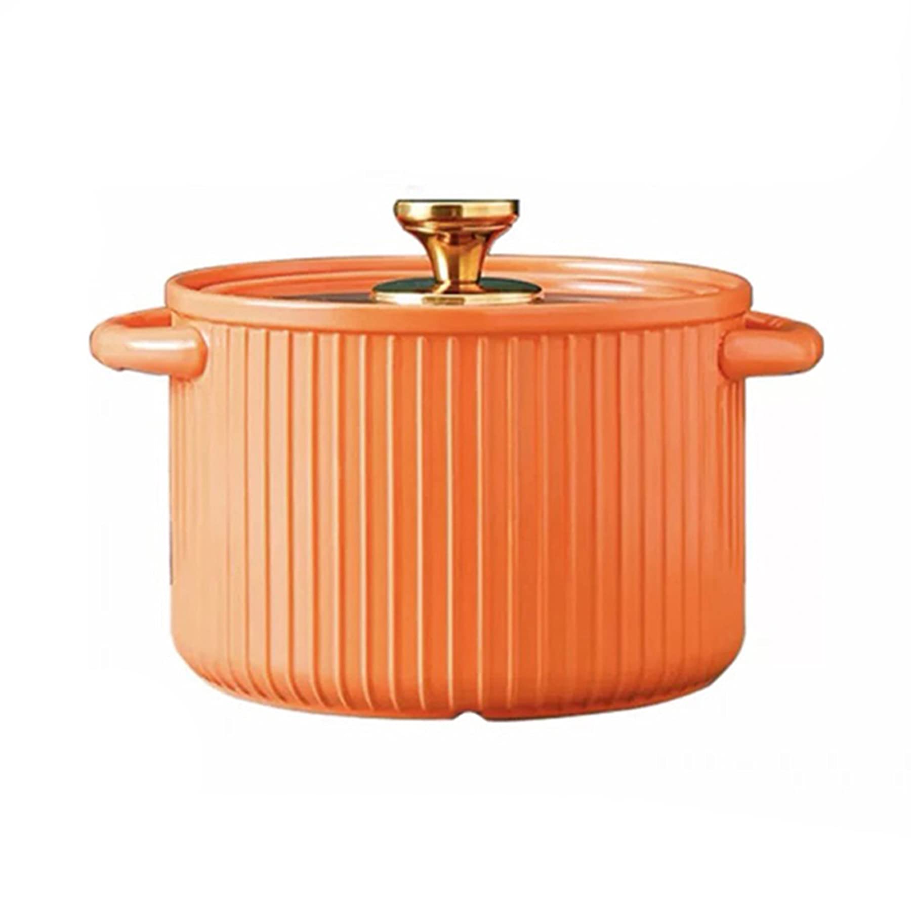 BKHsgDXJ Clay pots for cooking, Healthy Stew Pot Pans Casserole Clay Ceramic Round With Lid for Shabu(Oranje)
