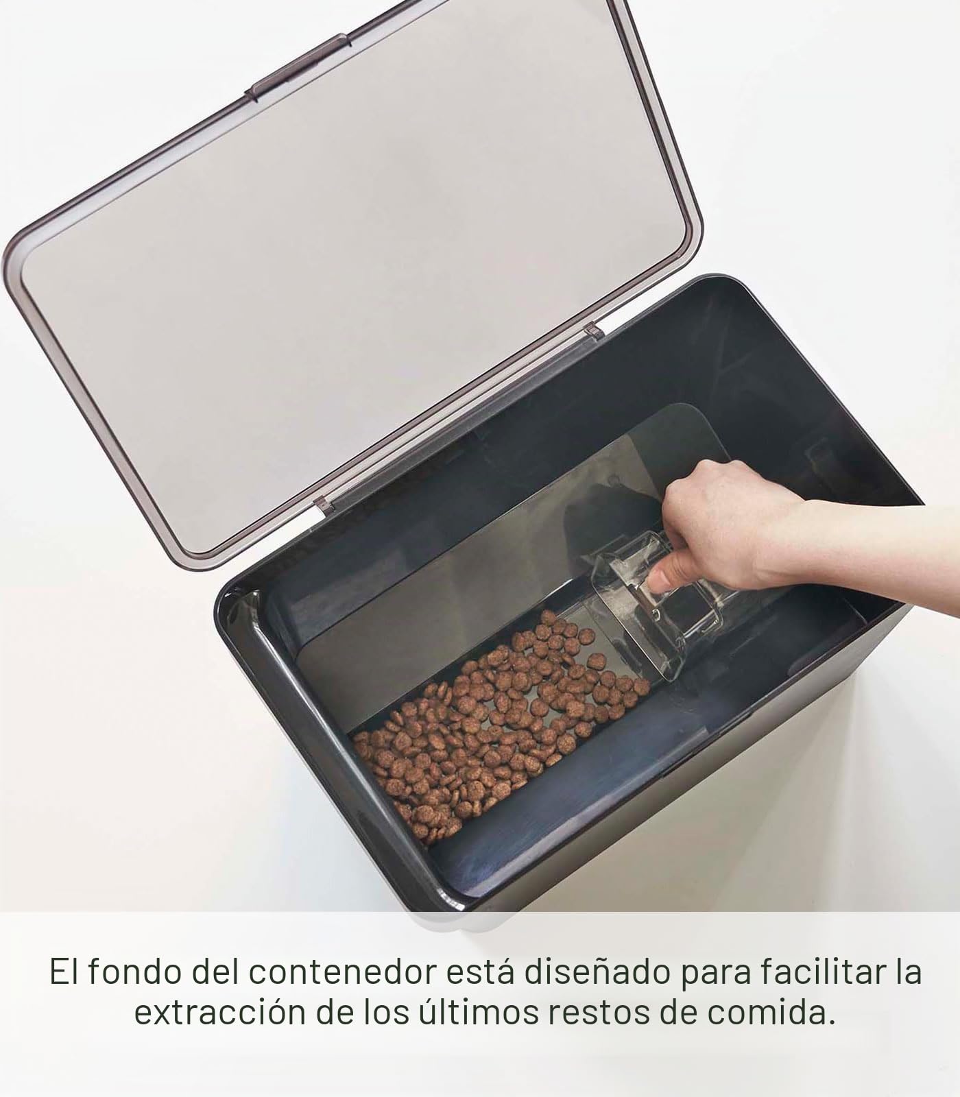 YAMAZAKI 5612 TOWER Pet Food Container (3,5 kg), black, ABS Resin/Silicone, 30 x 19.7 x 19.2 cm