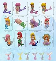 Vista 2 de 18 Pcs Miniature Mermaid Figurines,Mini Mermaid Tail Figurines for Cake Decoration Home Terrarium Decoration DIY Crafts