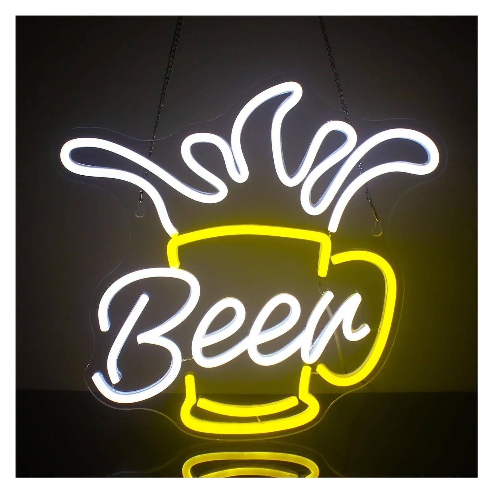 LEMST Signs Lamp Business Neon Signs USB Powered Adjustable Brightness Beer Neon Lights, Suitable for Shop Decor Commercial Light 32.5cmx33.5cm