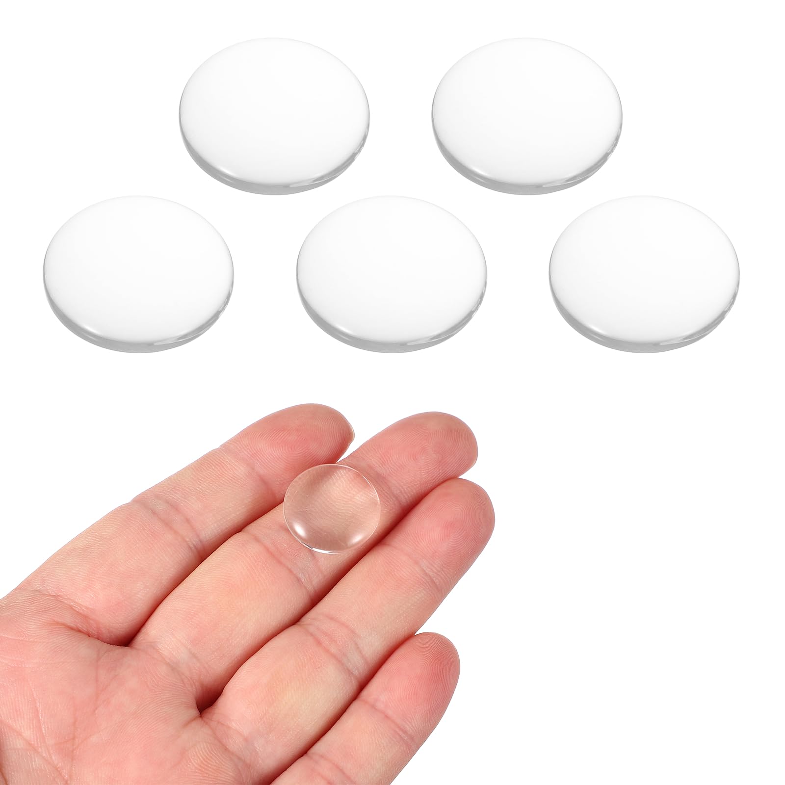 PATIKIL 5 Pcs Convex Lens, 18mm OD 28mm Focal Length Magnifier Lens Optical Lenses Borosilicate Magnifying Glass Flat Convex for DIY Crafts Office Home Science LED Spotlights Flashlights