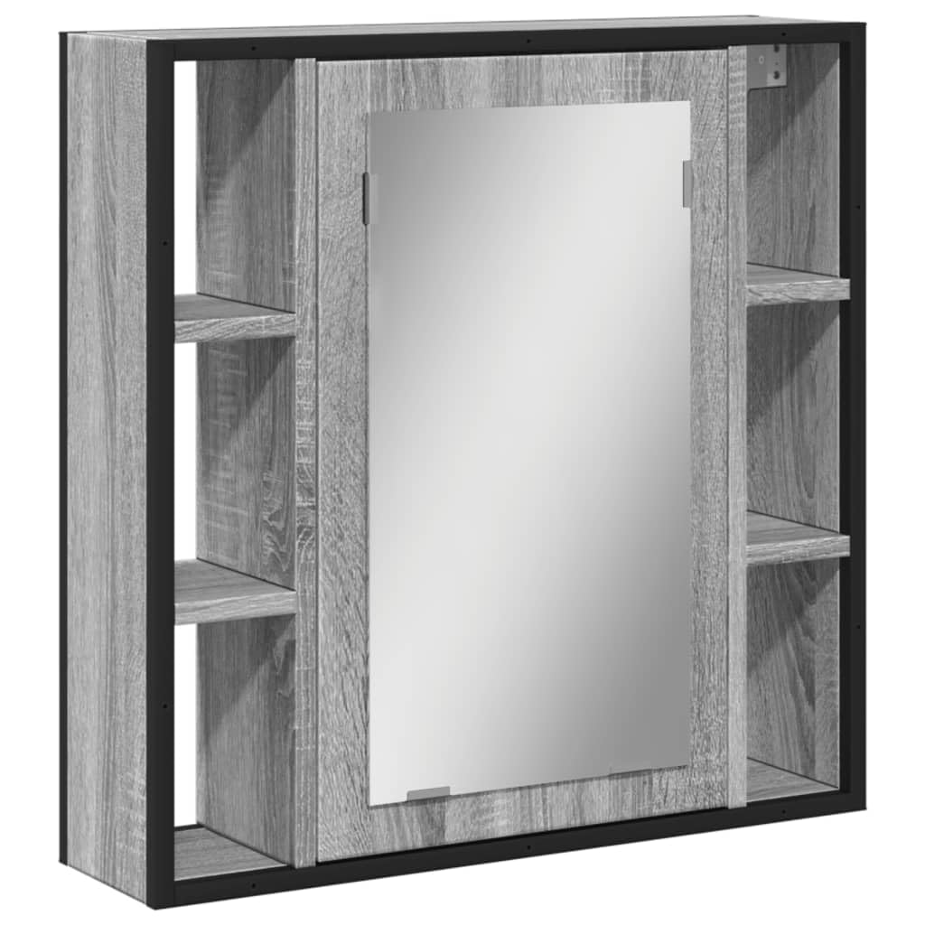 SYDE Armario Baño con Espejo Madera Gris Sonoma 60x16x60 cm | Montaje En Pared, Contrachapado Resistente A Humedad, Almacenaje Organizado, Imagen Nitida