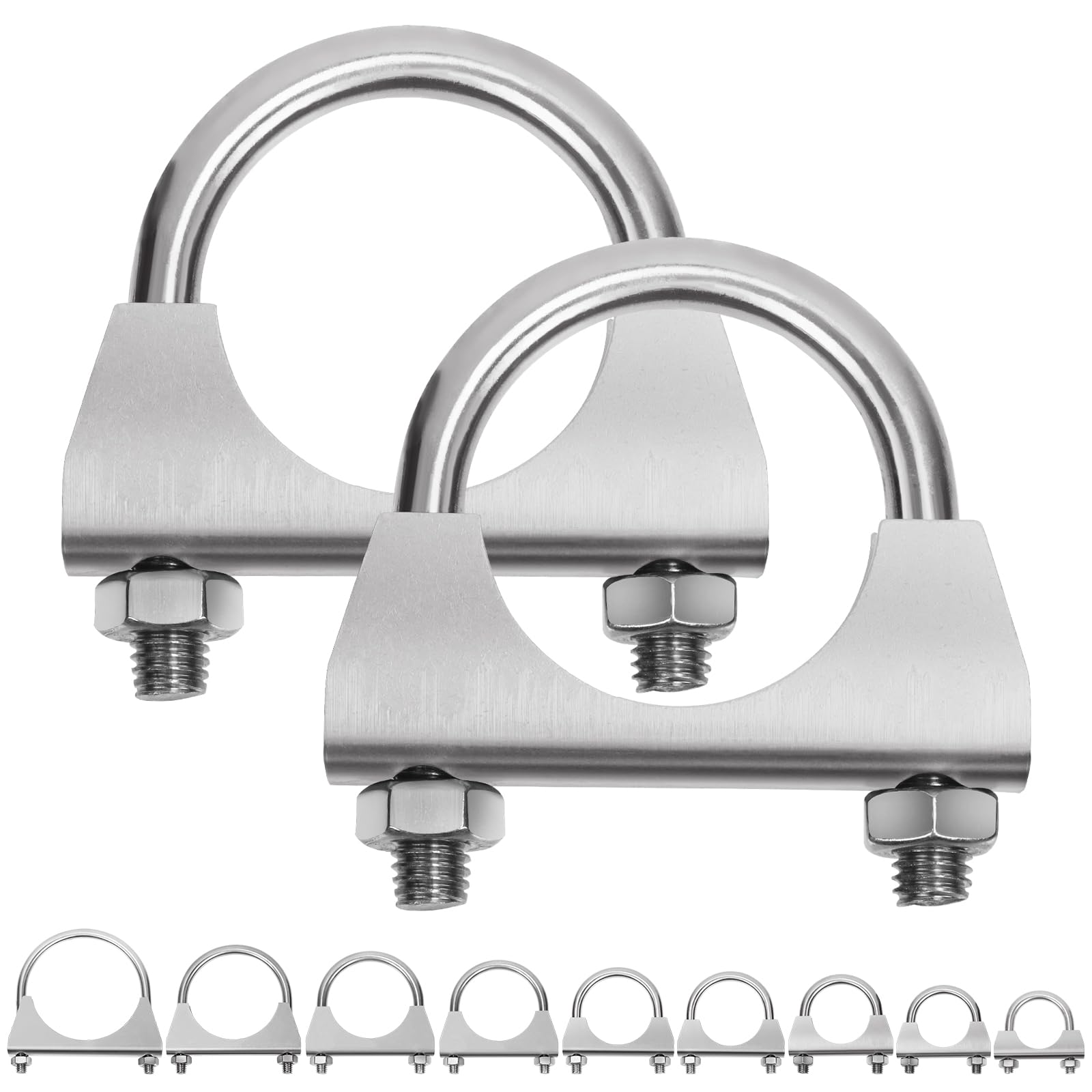 Swpeet 2Pcs 1.5 Inches Exhaust U Clamp Kit