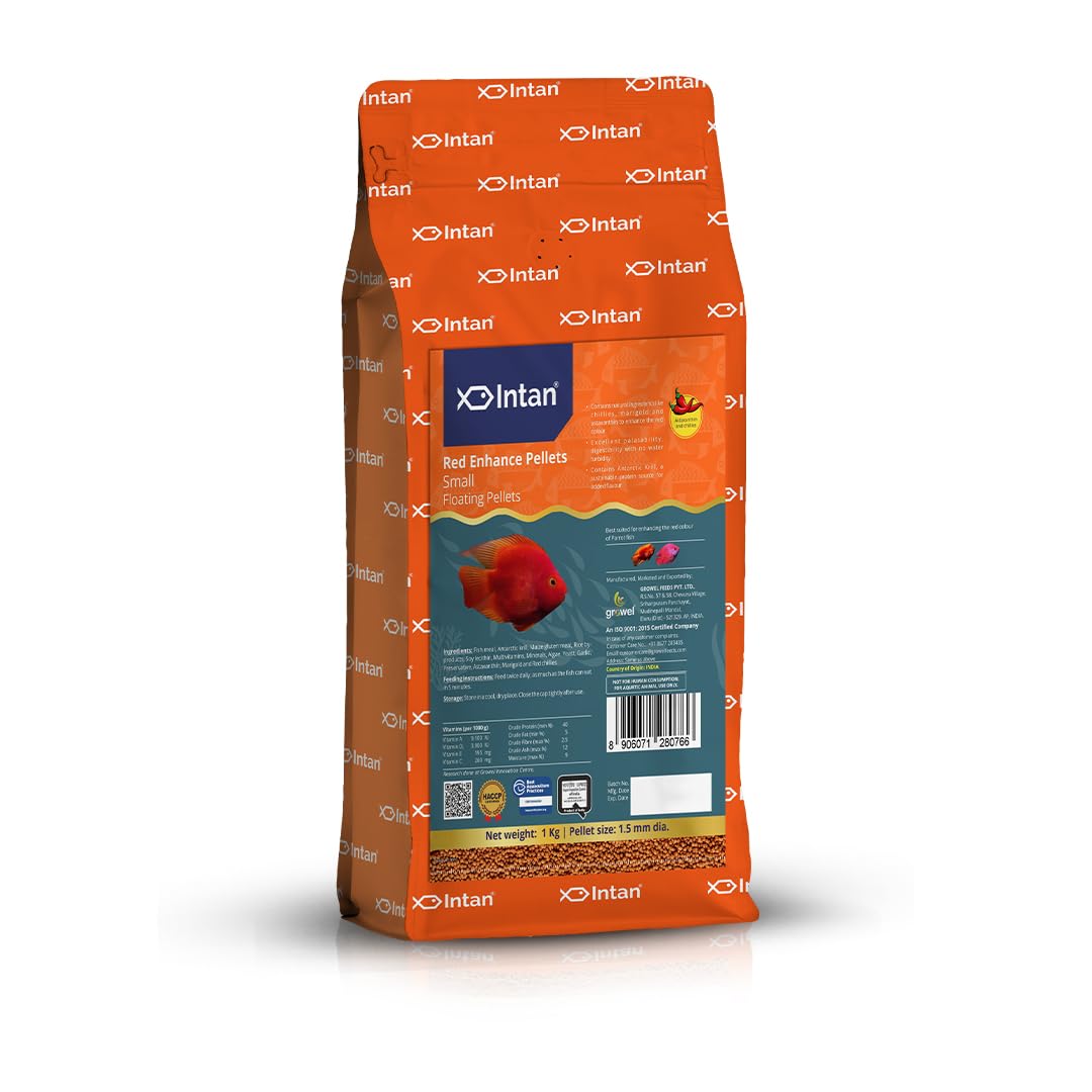 Growel Intan Red Enhance Pellets (Small 1.5mm Floating) | 1Kg - Highly Nutritious Ornamental Fish Food for Parrotfish & Red Coloured Fish (B0CVH7WKNM) Amazon Price History, Amazon Price Tracker