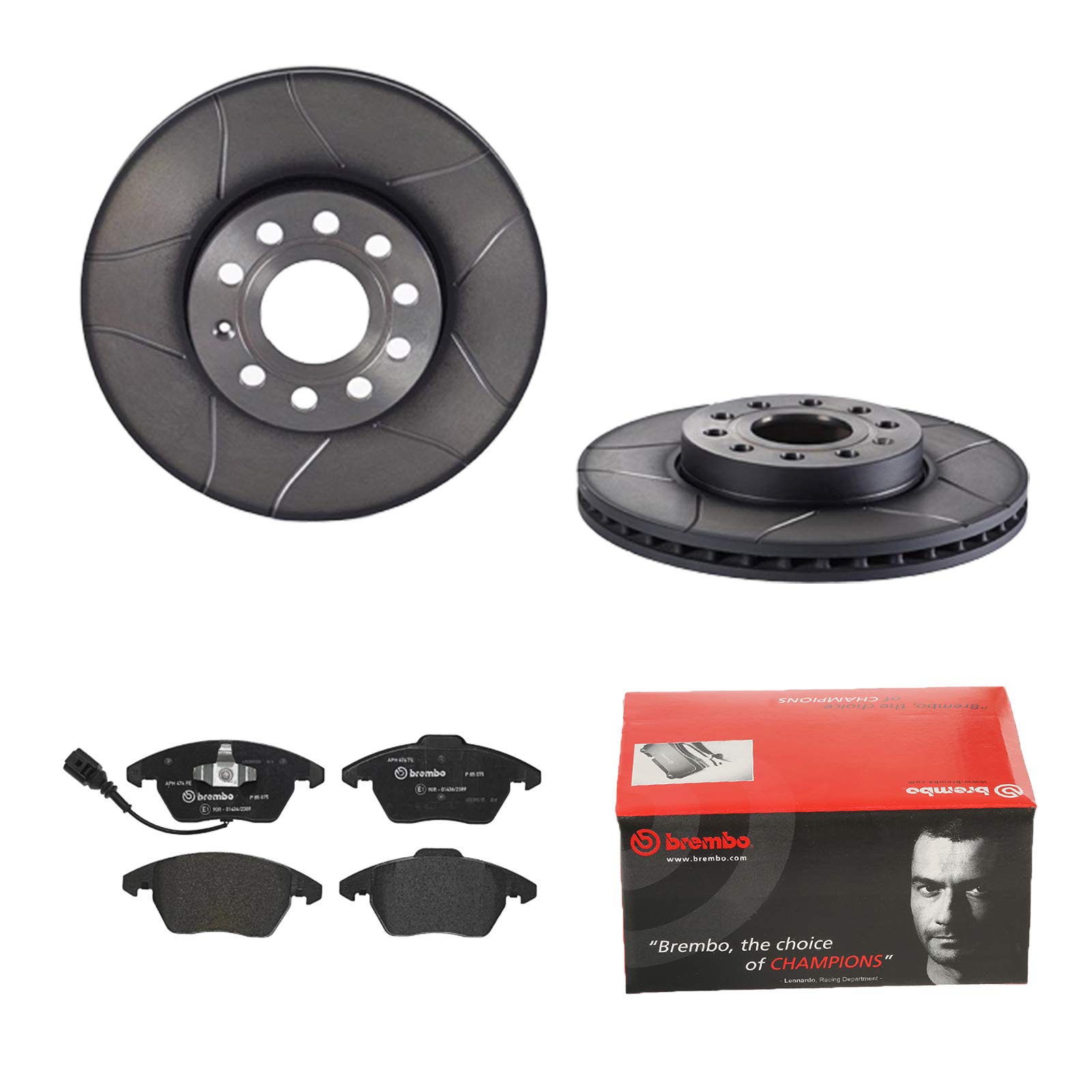 Bremsscheiben & Beläge Set Vorne - Geschlitzt 256mm Von Brembo Für VW Audi Seat
