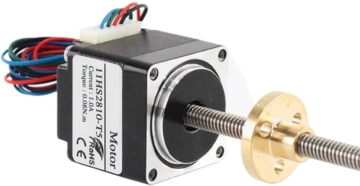 1 Pcs Screw Motor 11HS2810-T5*2 L50/100 /150mm Screw Rod Linear 28 Stepper Motor with Trapezoidal Lead for Drawing Instrument(2810-T5-L150MM)