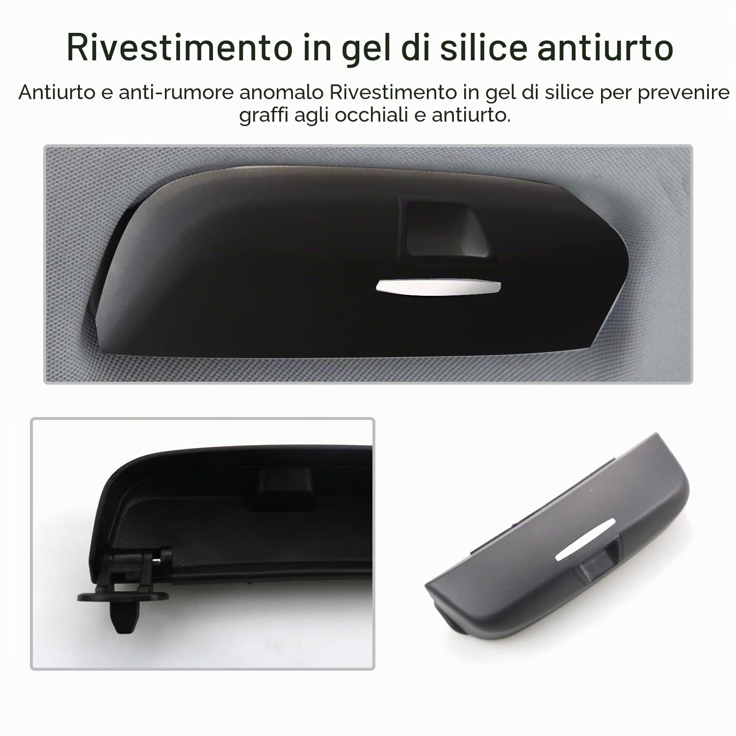 CDEFG Custodia per Occhiali ABS Compatibile con Audi A3 8Y 8V A1 GB A4 B8 B9 A5 A6 C7 C8 Q2 Q3 F3 8U Q5 Q7 2013-2024 2025 Anteriore Sunglasses Holder Box Auto Interni Accessori (Nero)