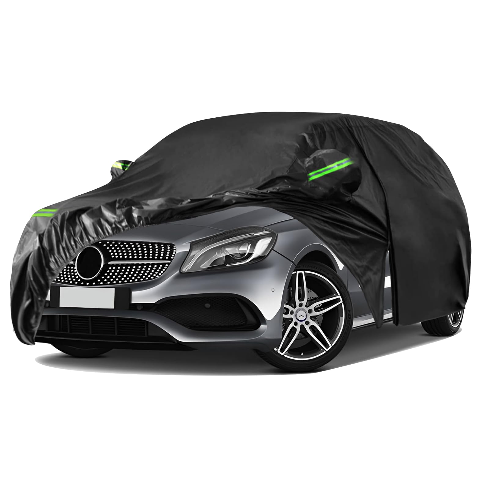 Waterdichte autohoes compatibel met Mercedes-Benz A-Klasse W169 (2004-2012), buitenautohoezen voor buitenopslag, alle weersomstandigheden, 2-in-1, zon winter vorstbescherming wf0127