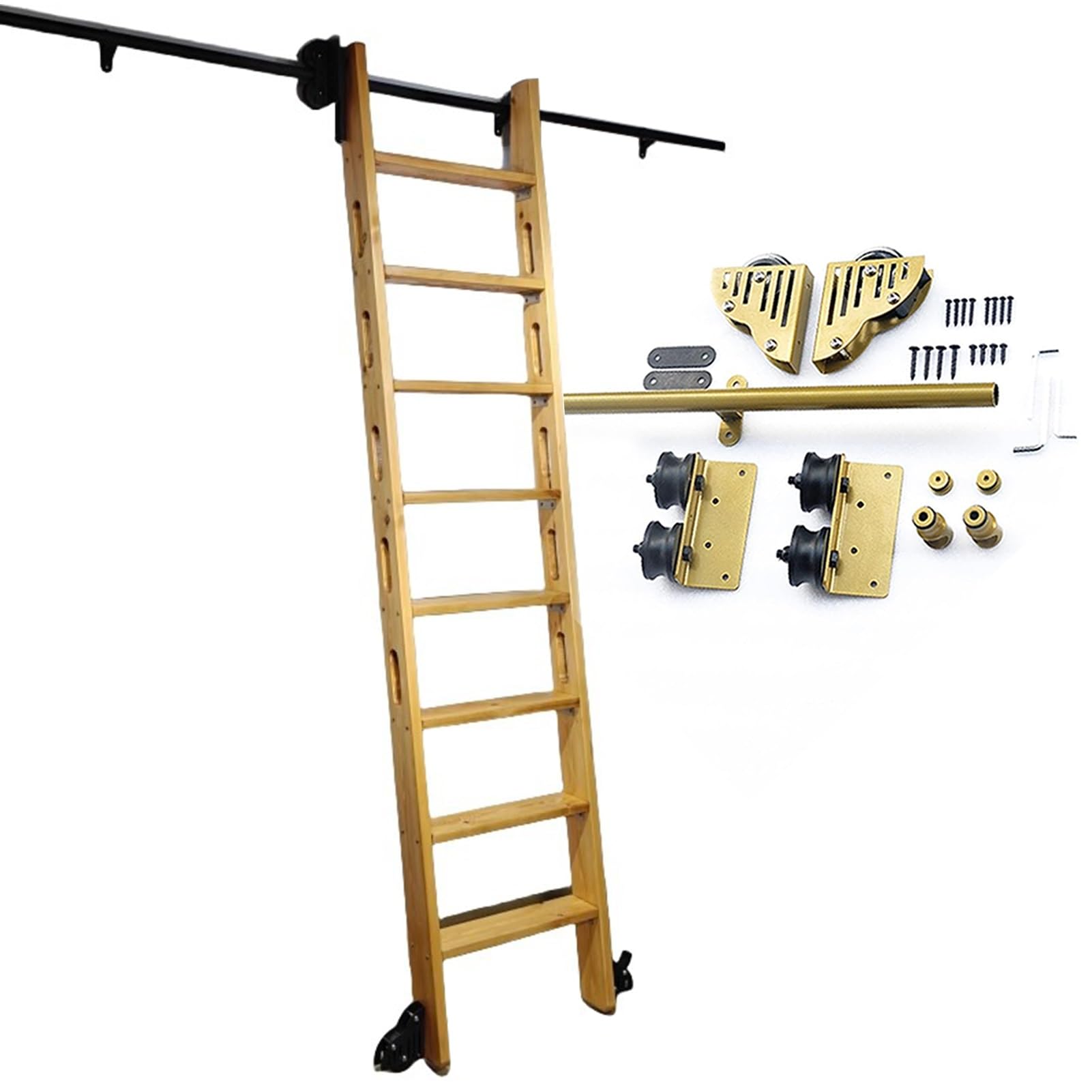 Échelle de bibliothèque roulante : kit quincaillerie rail 732 cm
