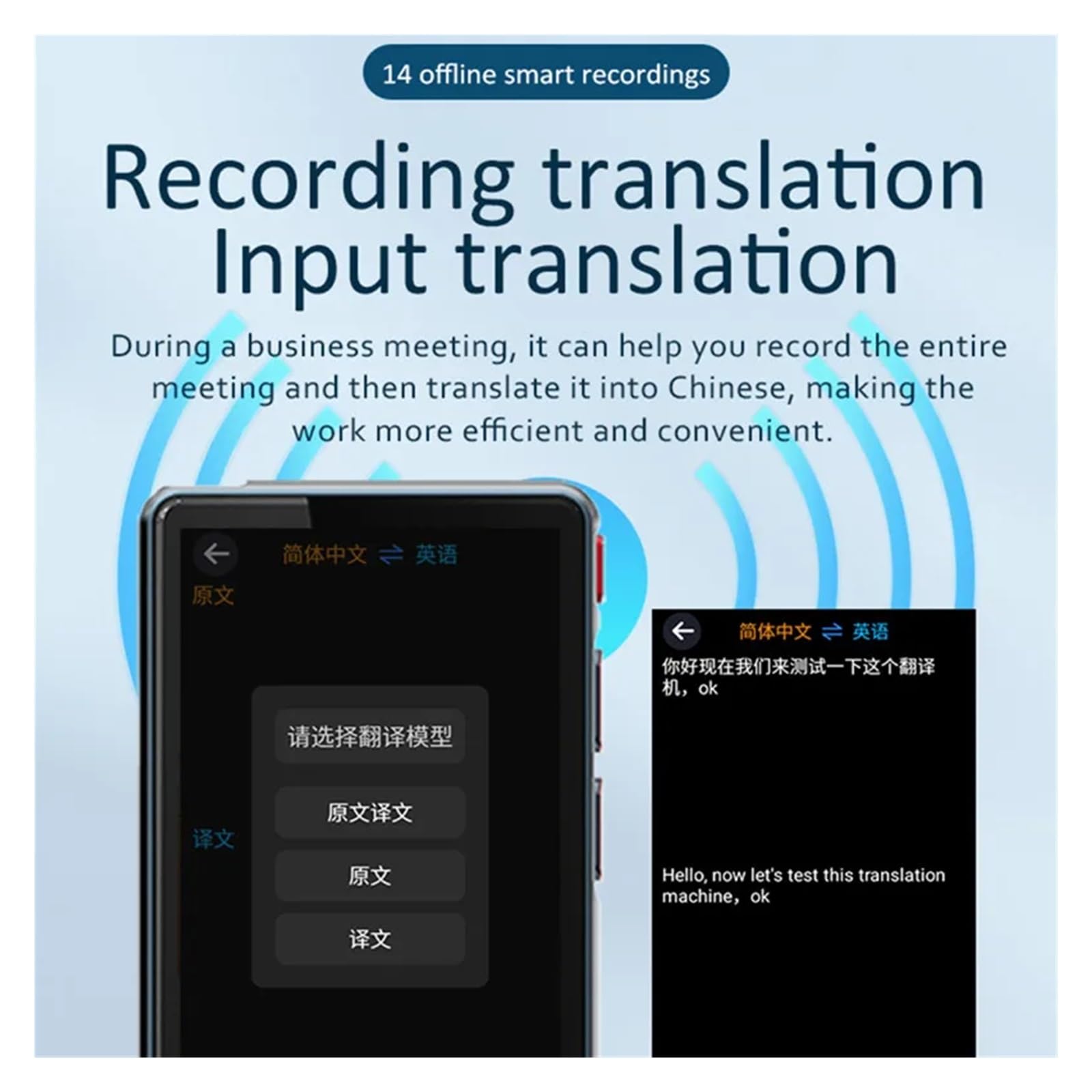 Traduttore Simultaneo Vocale, 1 PCS Traduttore vocale intelligente portatile 135 lingue in tempo reale 14 traduzioni offline Discorso multilingue Viaggi d'affari ,Traduttore Inglese Italiano(Noir)