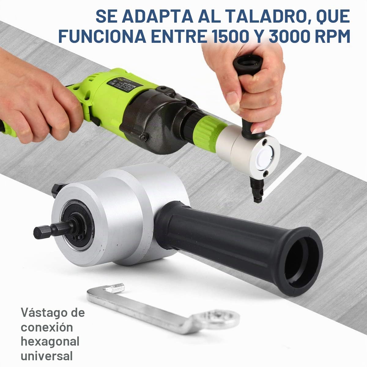 LAOYE Herramienta de Corte de Chapa de Doble Cabezal con Accesorios con Corte, Cortador de Chapa para Taladro Elétrico