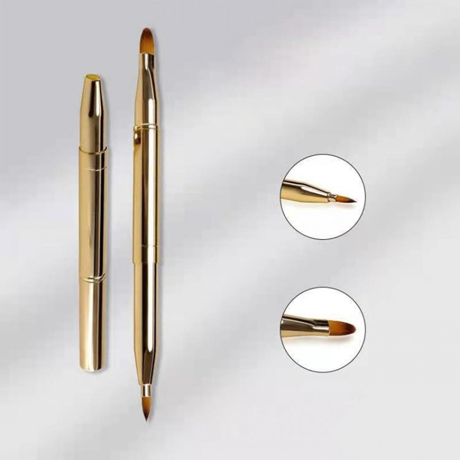 Pennello per labbra a doppia estremità, applicatore retrattile per trucco, labbra e rossetto, strumento di miscelazione con tappo per lucida, ombretto, pennello cosmetico multiuso per kit