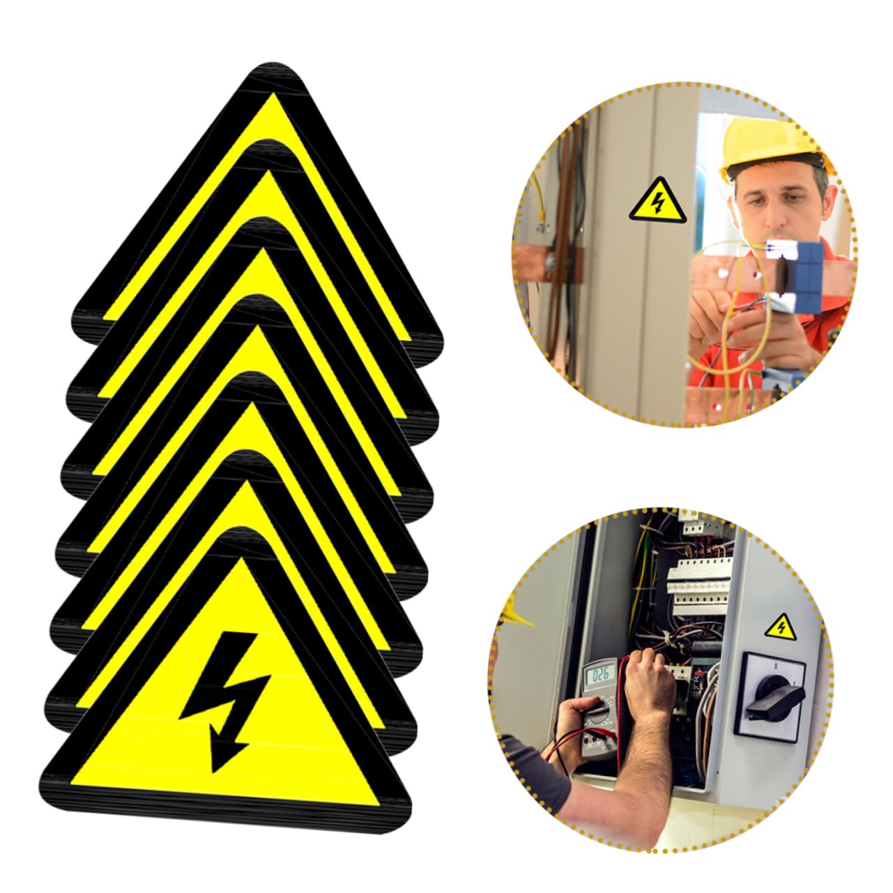 Autocollant Électrique D'avertissement 15pcs Jaune, Étiquette Adhésive | Panneaux pour Coffrets et Tableaux, Lot de 15 Pièces, Message D’alerte sans Texte
