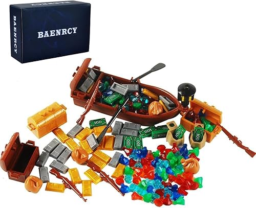 160 piezas de bloques de construcción pirata, accesorios de sedería, juego de cofre del tesoro, kit de ladrillos de construcción, juego de