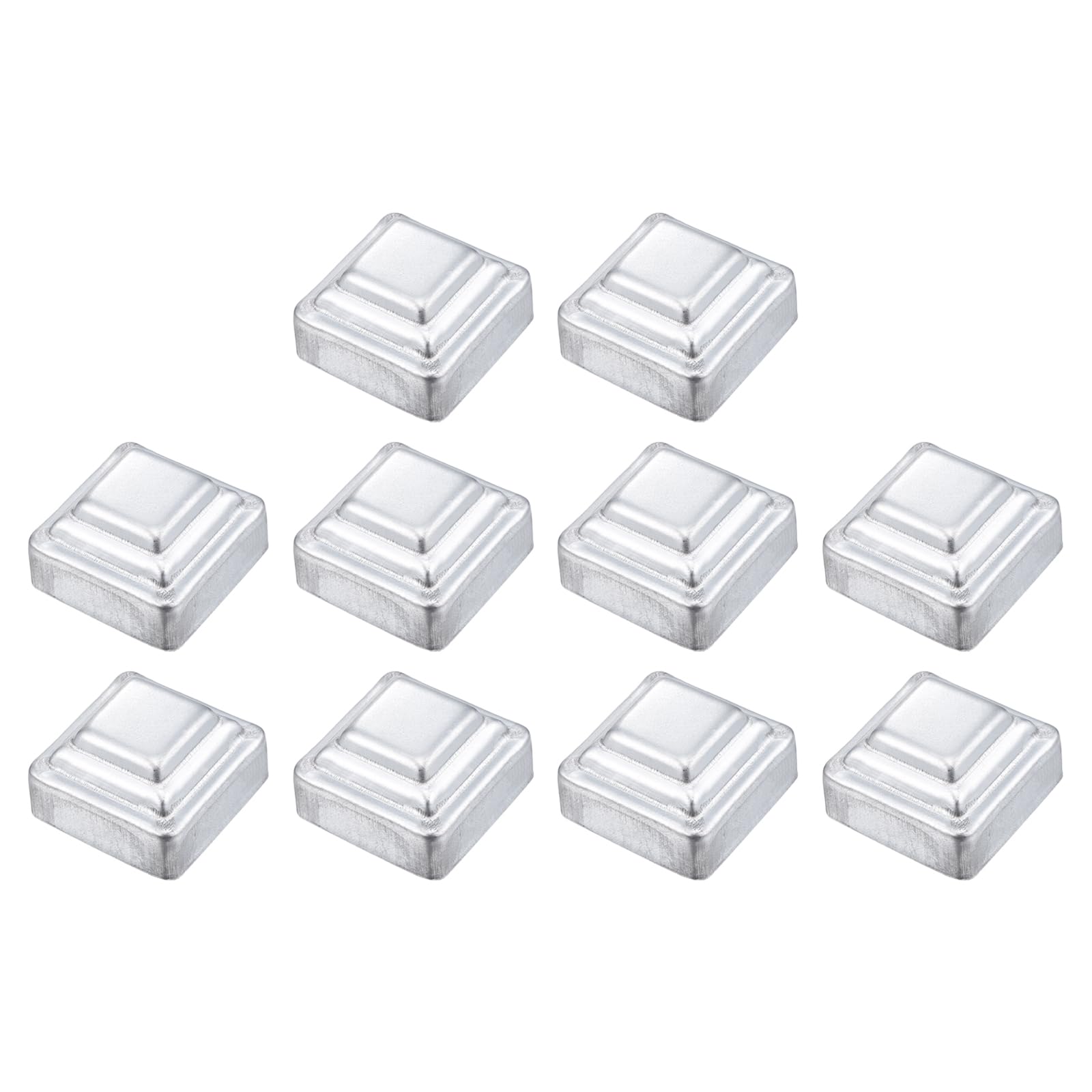 sourcing map 10Pcs Fence Post Cap Fit 1.6" x 1.6" OD Pipe, Galvanized Steel Deck Post Cover Square Decking Caps for Mailbox Outdoor Chain Link Wood/Metal Fence Deck Railing, Silver