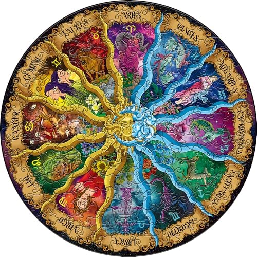 MOMO&LYCHEE Wooden Puzzles for Adults 200 Pieces, Zodiac Wooden Jigsaw Puzzles, Irregular Unique Shape Animal Wood Puzzles Creative Gift for Family Game (11.69×11.69 in)