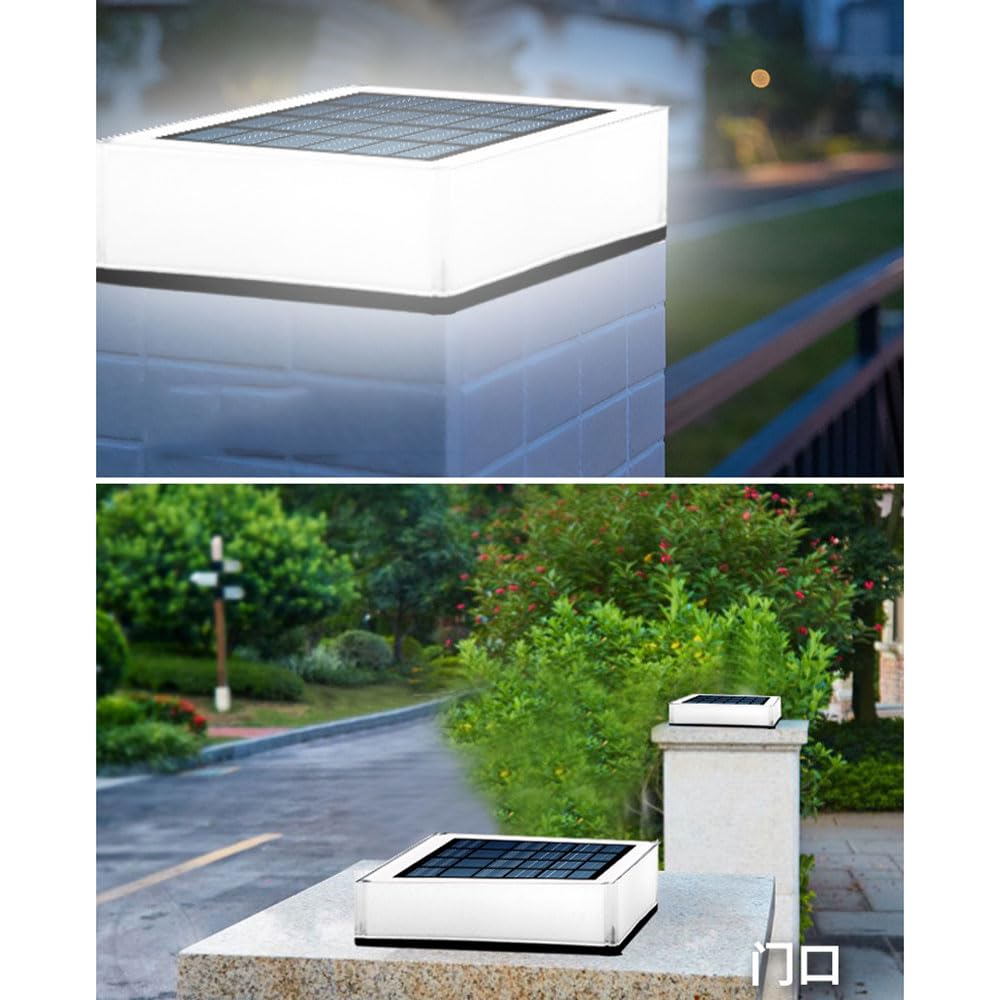 Lampy solarne na słupki, zewnętrzne lampy na słupki ogrodzeniowe, wodoodporne lampy dekoracyjne do trawników ogrodowych IP68 Stigma, kwadratowa zewnętrzna lampa na cokole, oświetlenie krajobrazu na